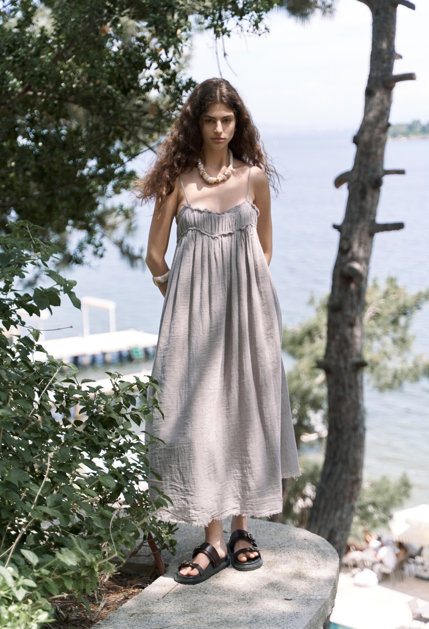 Grey Boho Slip Dress With Sweetheart Neck - Brand: Mai Collection - Women & Kids, Baby Clothes Wholesale - TheBS Women