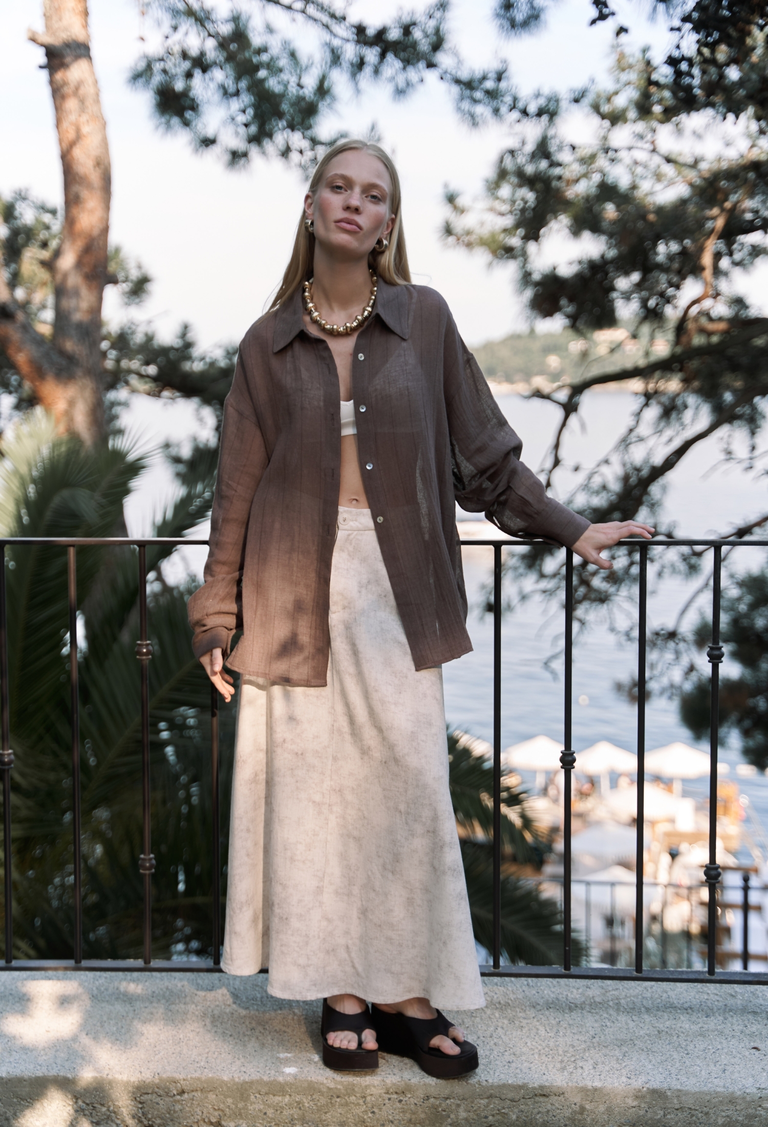 Flared Maxi Skirt With Buttoned Closure - Brand: Mai Collection - Women & Kids, Baby Clothes Wholesale - TheBS Women