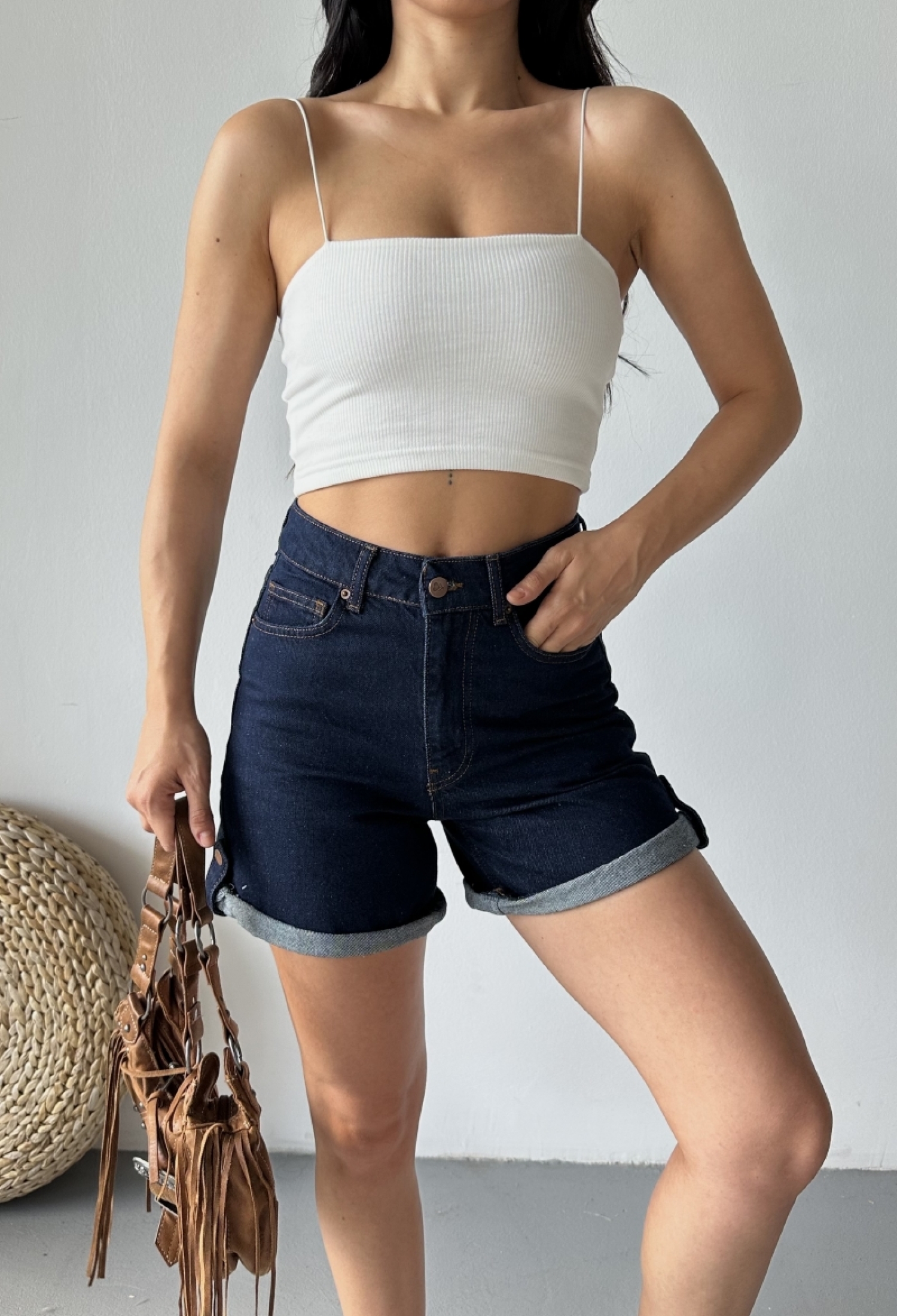 Blue Casual Bermuda Shorts High Waist With Buttoned Closure - Brand: XLove - Women & Kids, Baby Clothes Wholesale - TheBS Women