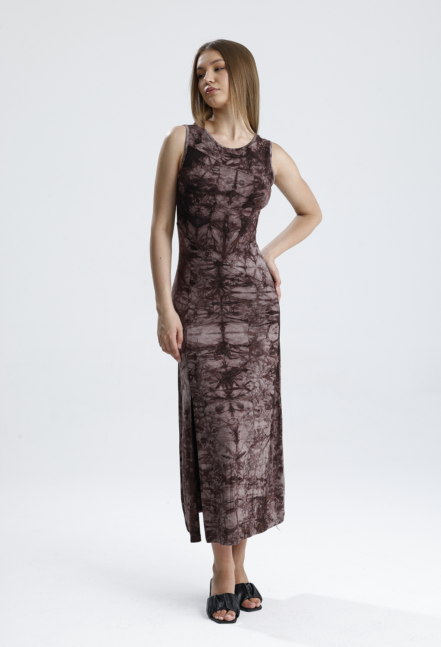 Tie Dye Sleeveless Slip Midi Dress With Cap Sleeve - Brand: SENSE - Women & Kids, Baby Clothes Wholesale - TheBS Women