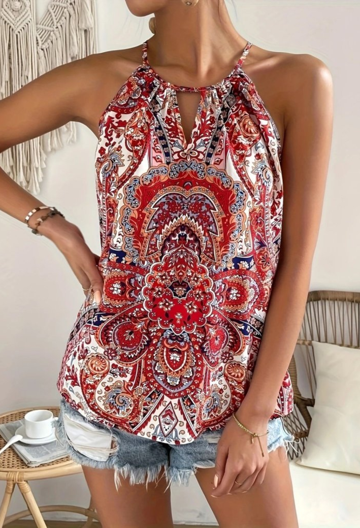 Paisley Sleeveless Halter Neck Blouse - Brand: Janes - Women & Kids, Baby Clothes Wholesale - TheBS Women