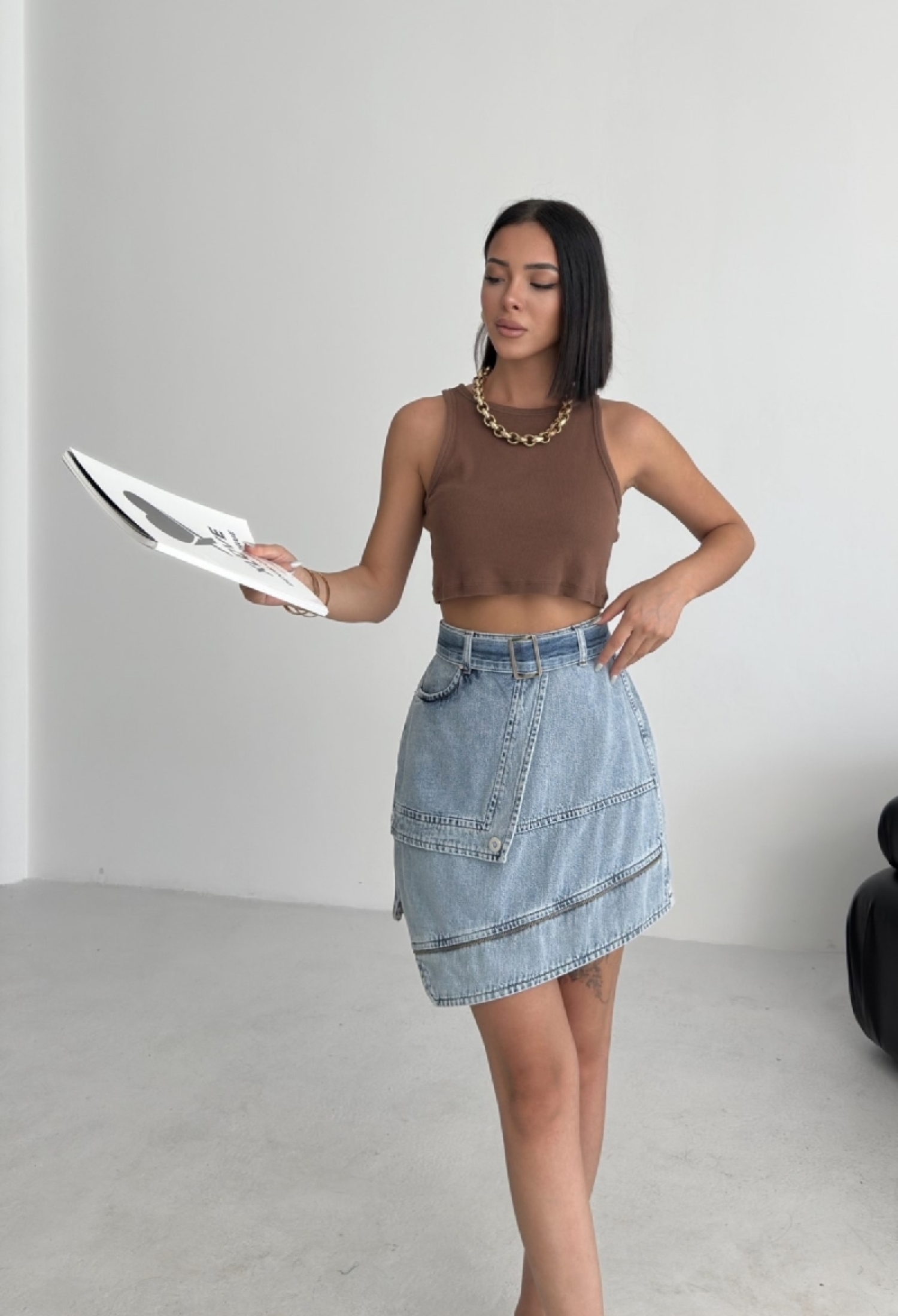 Asymmetrical Mini Skirt With Flap Pocket - Brand: XLove - Women & Kids, Baby Clothes Wholesale - TheBS Women