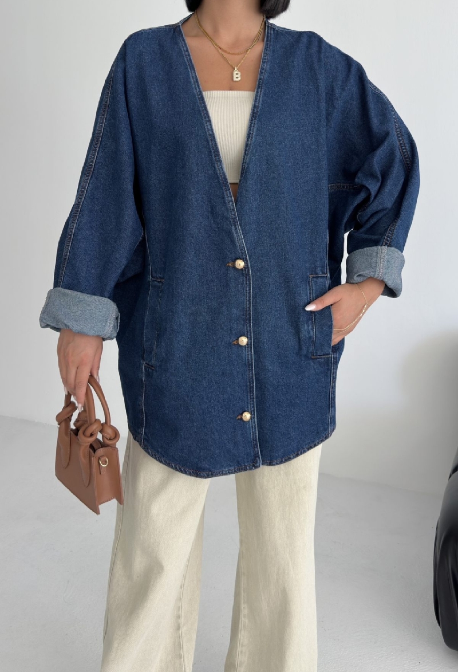 Oversize Batwing Sleeve Denim Jacket - Navy Blue - Brand: XLove - Women & Kids, Baby Clothes Wholesale - TheBS Women