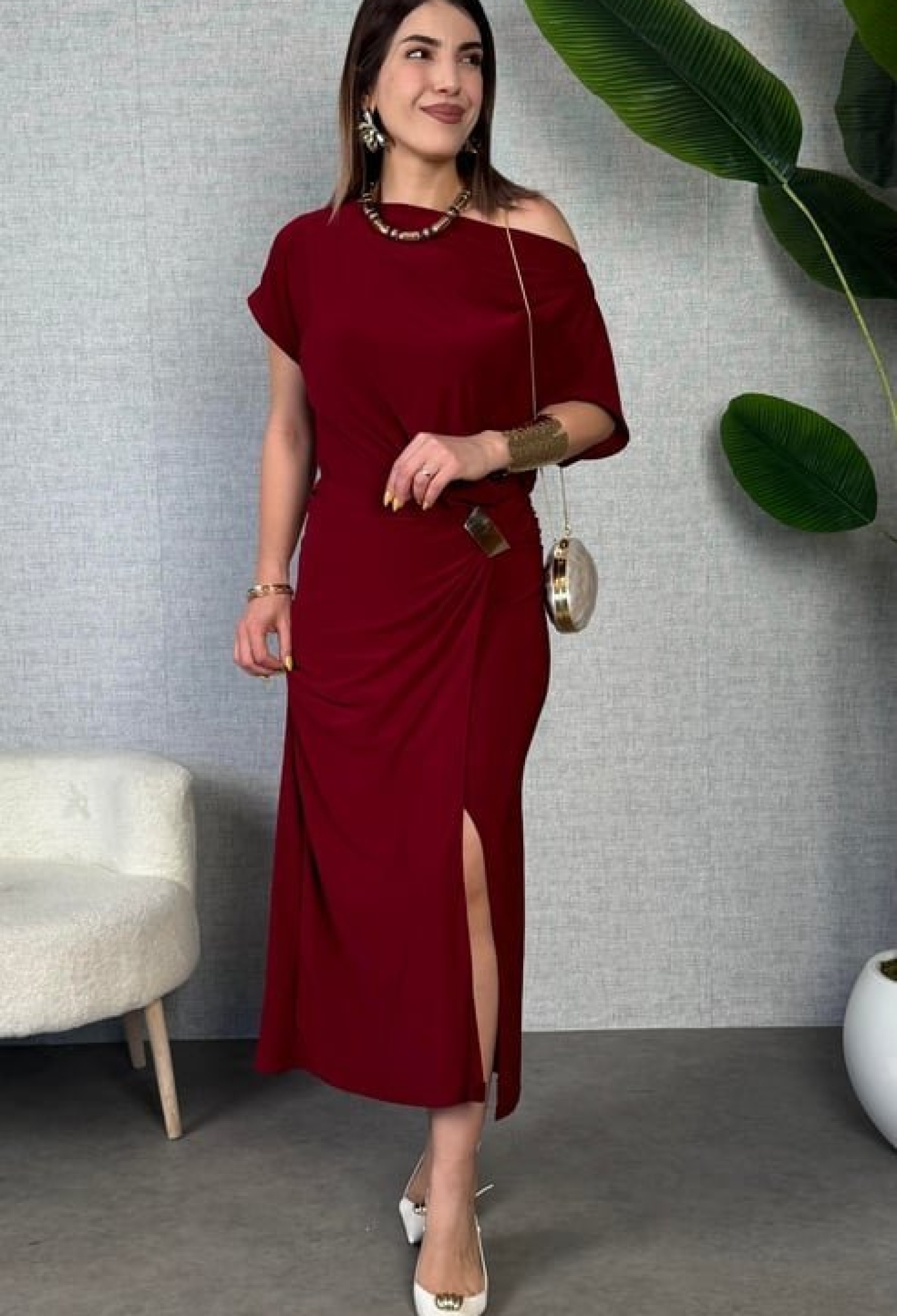 Elegant One Shoulder Midi Dress - Brand: Janes - Women & Kids, Baby Clothes Wholesale - TheBS Women