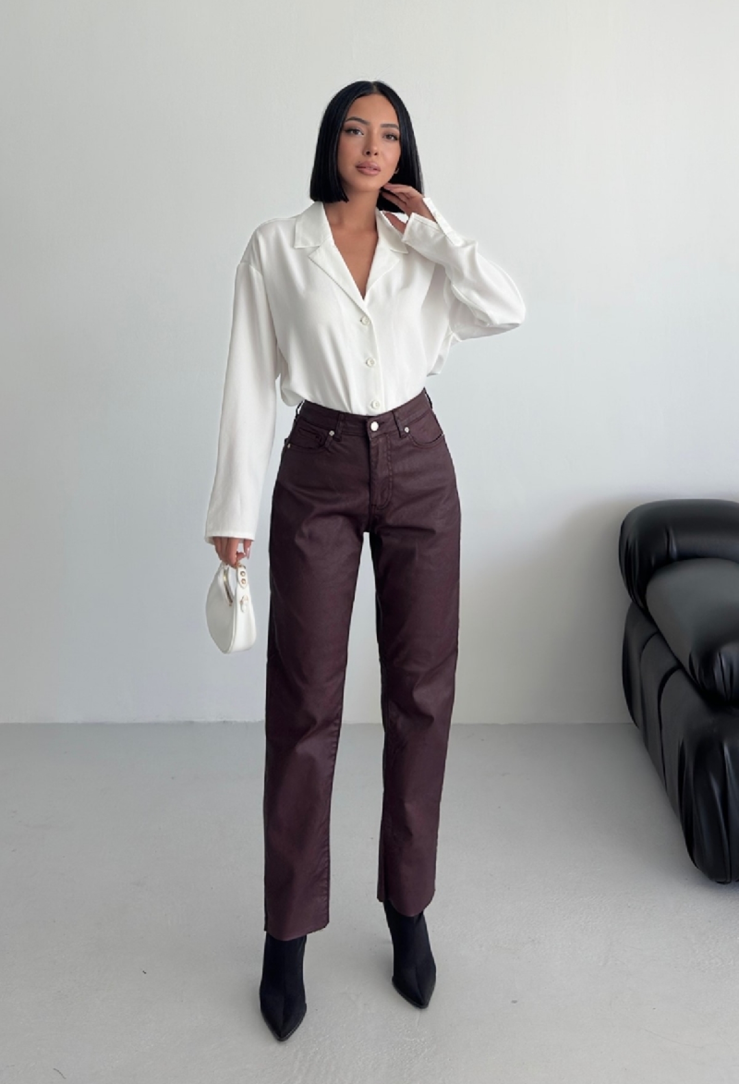 Brown Mom Pants High Waist Casual Straight Leg - Brand: XLove - Women & Kids, Baby Clothes Wholesale - TheBS Women