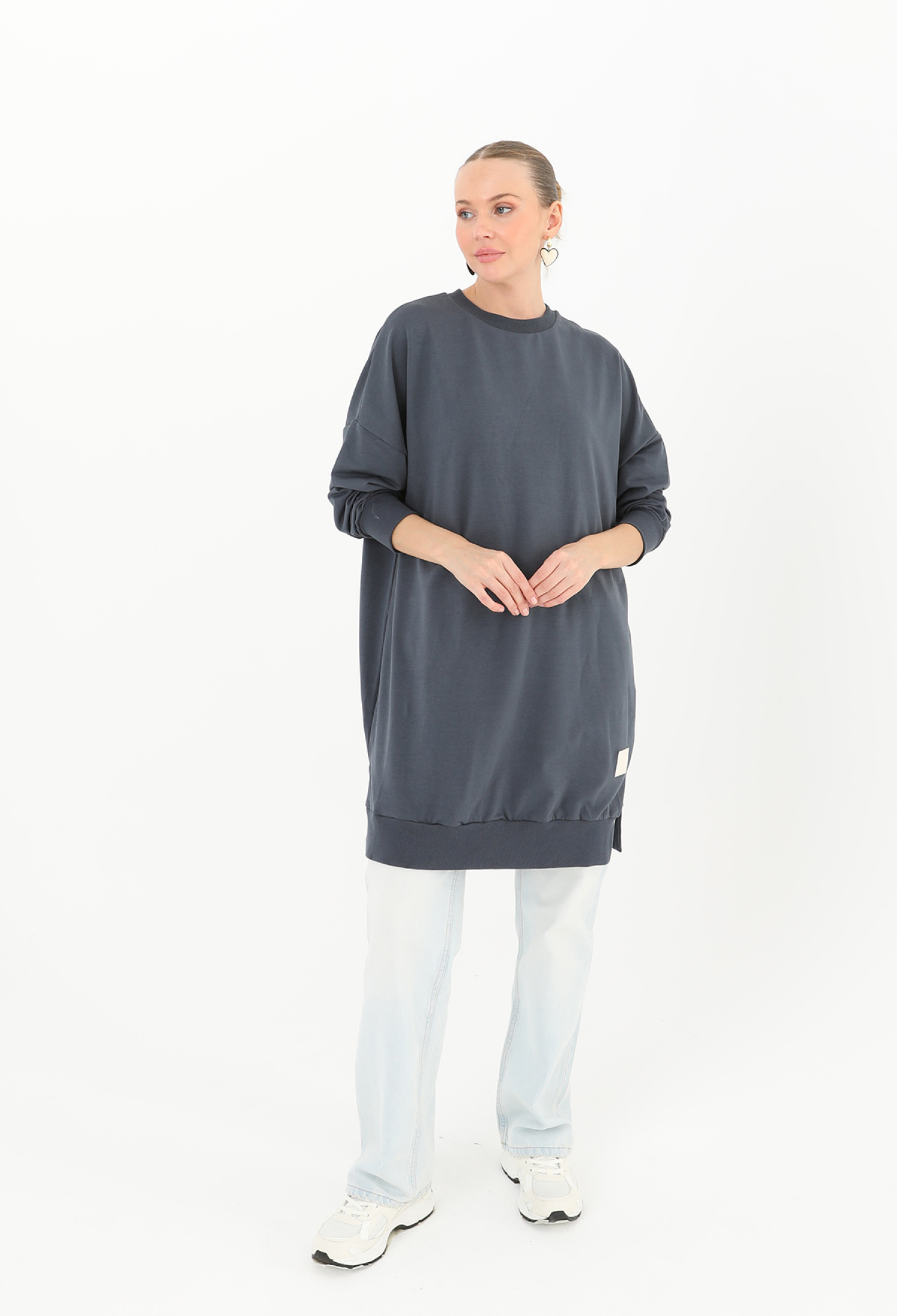 NavyCasual Oversized Tunic With Crew Neck - Brand: SOUL - Women & Kids, Baby Clothes Wholesale - TheBS Women
