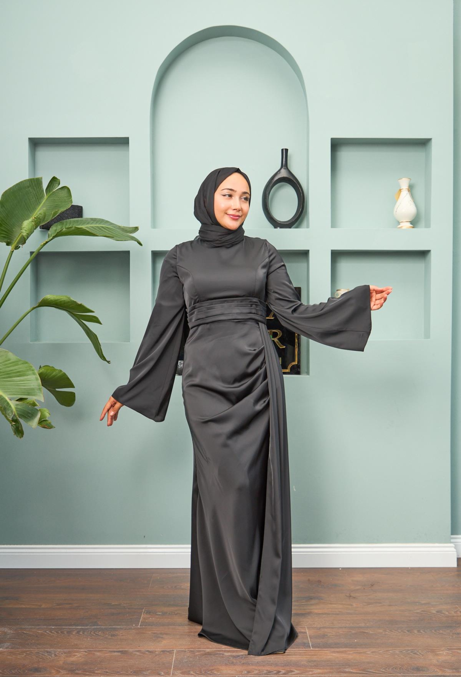 Waist Detailed Evening Dress - Brand: Hulya Keser - Women & Kids, Baby Clothes Wholesale - TheBS Women