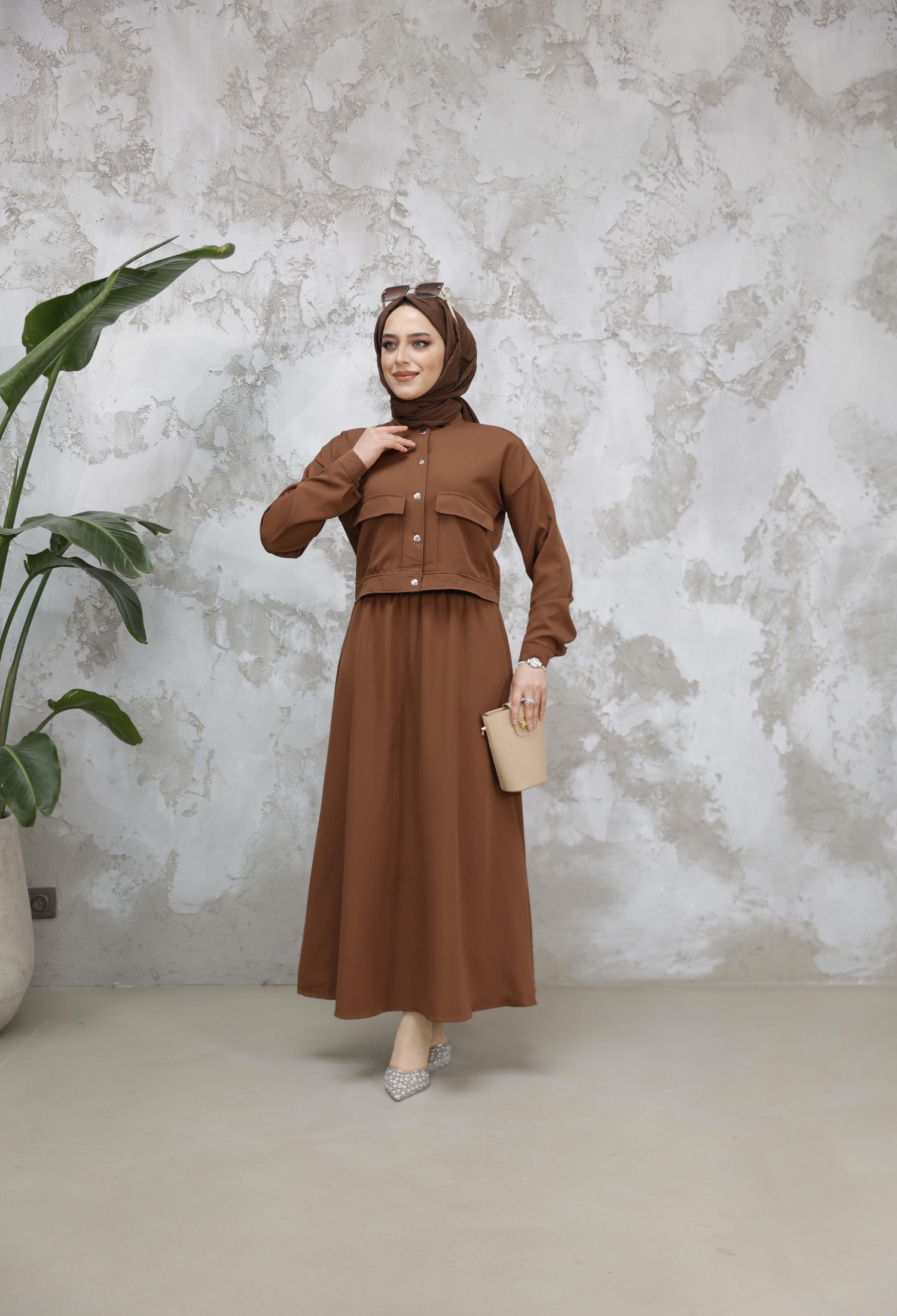 Elastic Waist Double Crepe Skirt Suit - Brand: Hulya Keser - Women & Kids, Baby Clothes Wholesale - TheBS Women