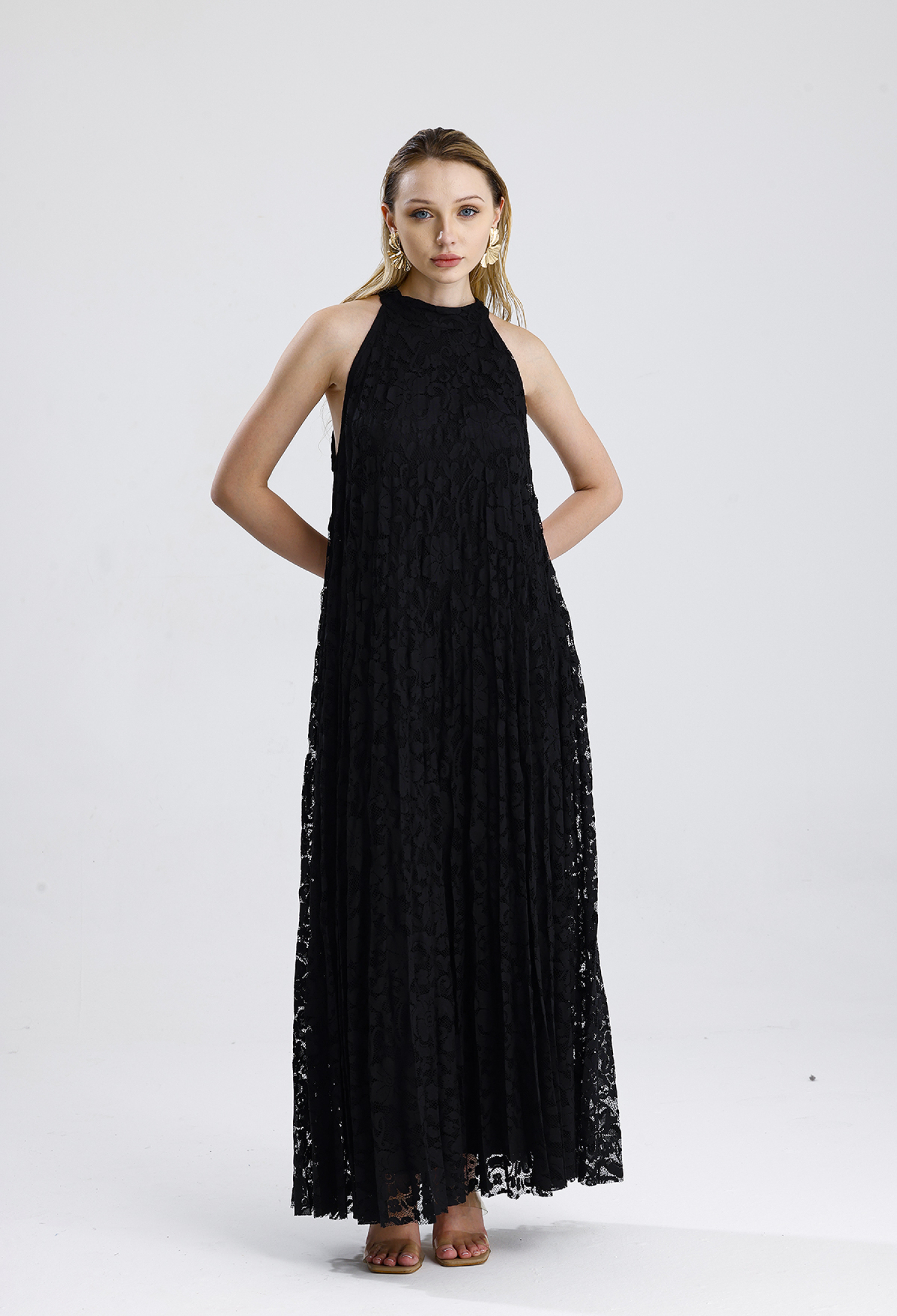 Black Elegant A-Line Halter Neck Dress - Brand: SENSE - Women & Kids, Baby Clothes Wholesale - TheBS Women