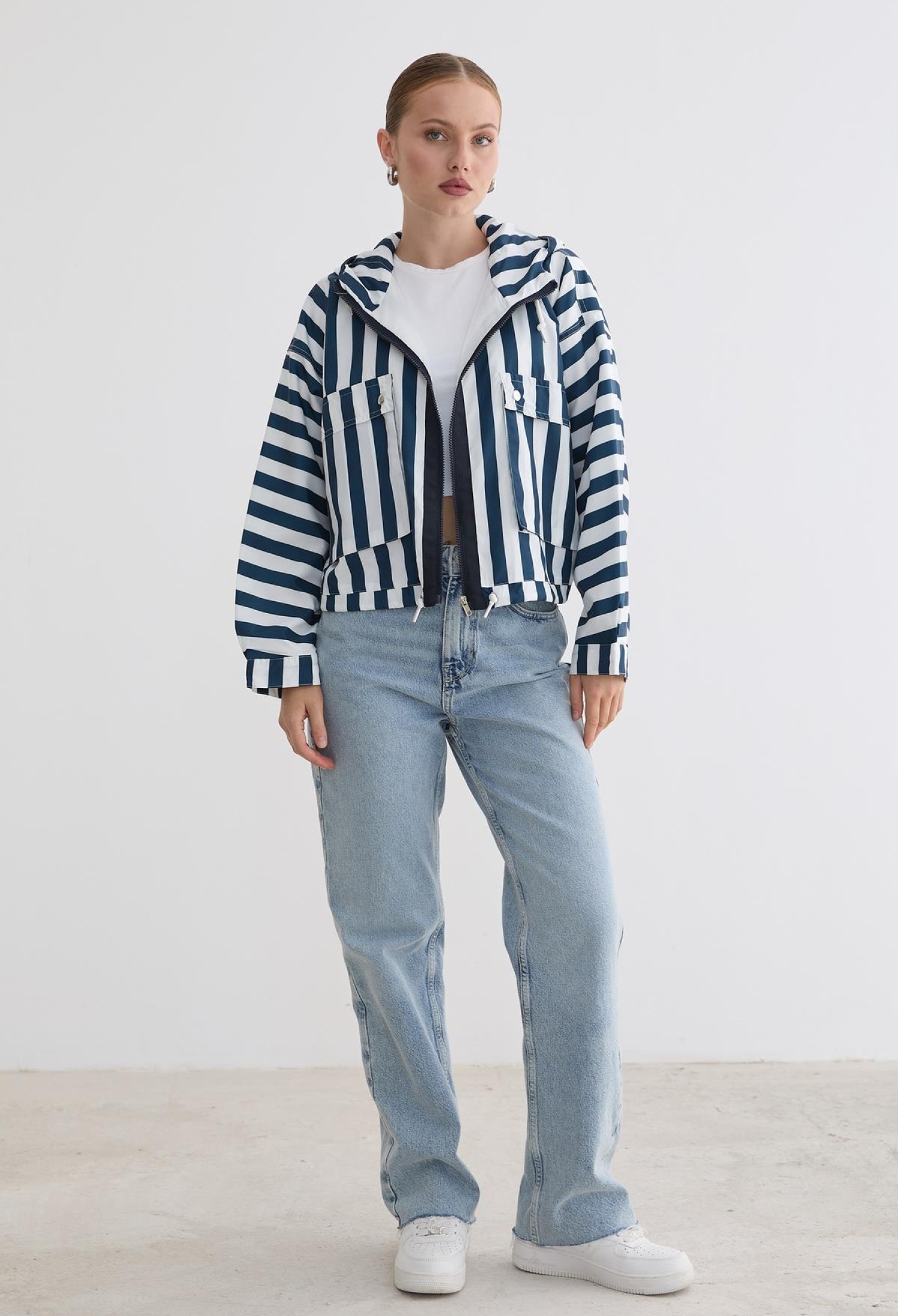 Blue Casual Streetwear Windbreaker Jacket - Brand: Levure - Women & Kids, Baby Clothes Wholesale - TheBS Women