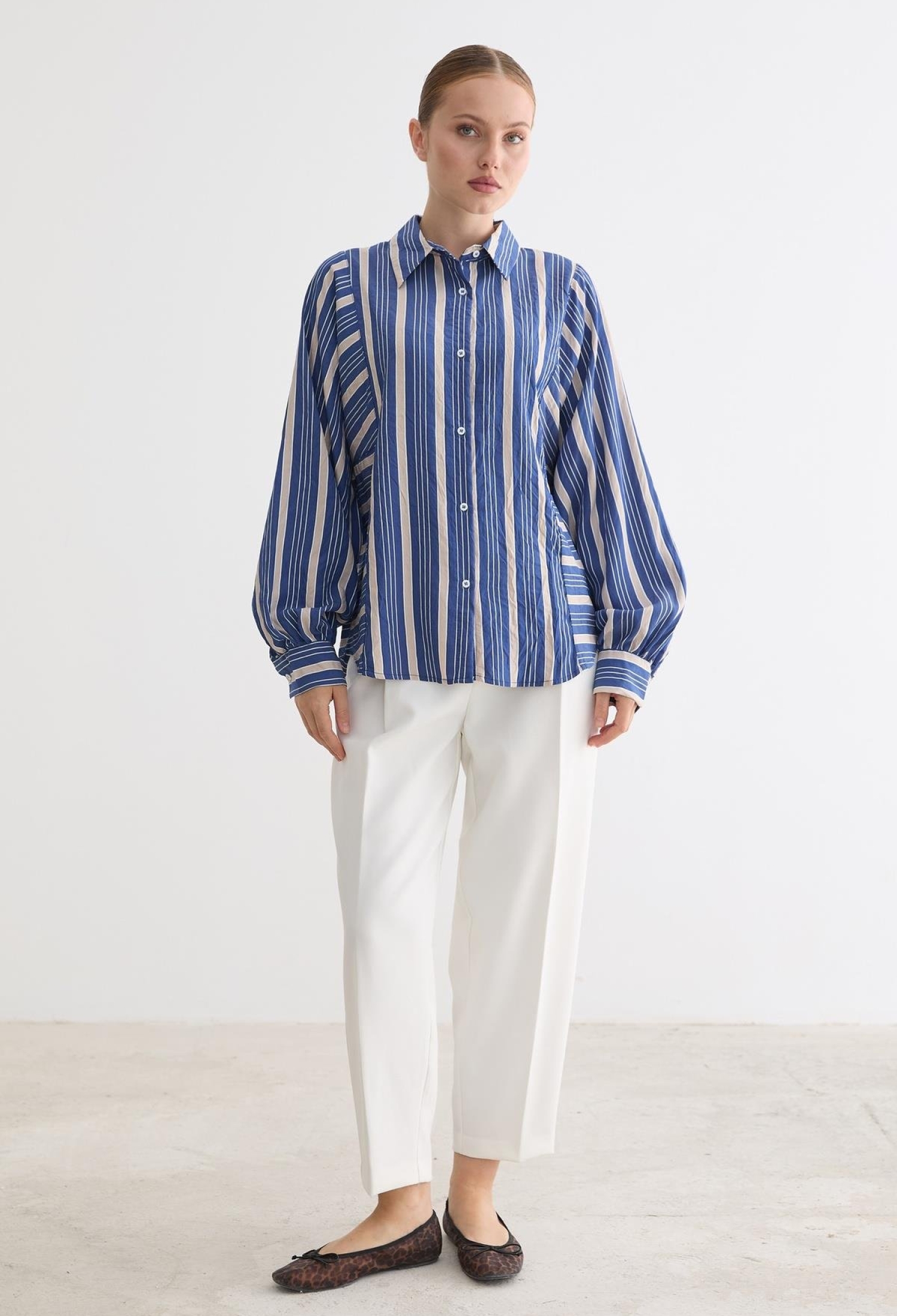 Blue Casual Elegant Vintage Retro Striped Shirt - Brand: Levure - Women & Kids, Baby Clothes Wholesale - TheBS Women