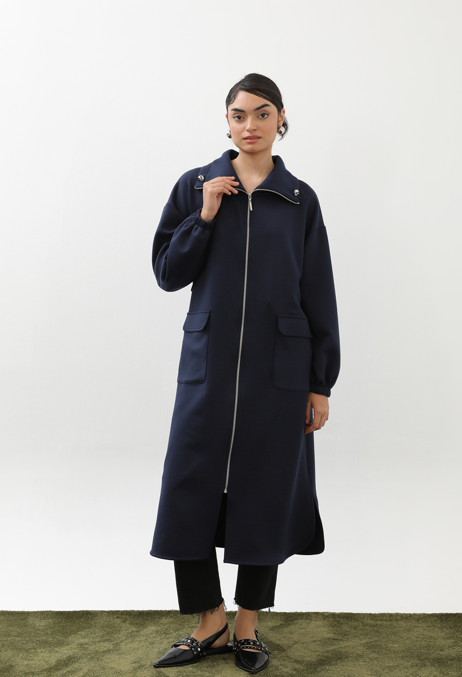 NavyCoat Single-Breasted Long Zip Up - Brand: Puane - Women & Kids, Baby Clothes Wholesale - TheBS Women