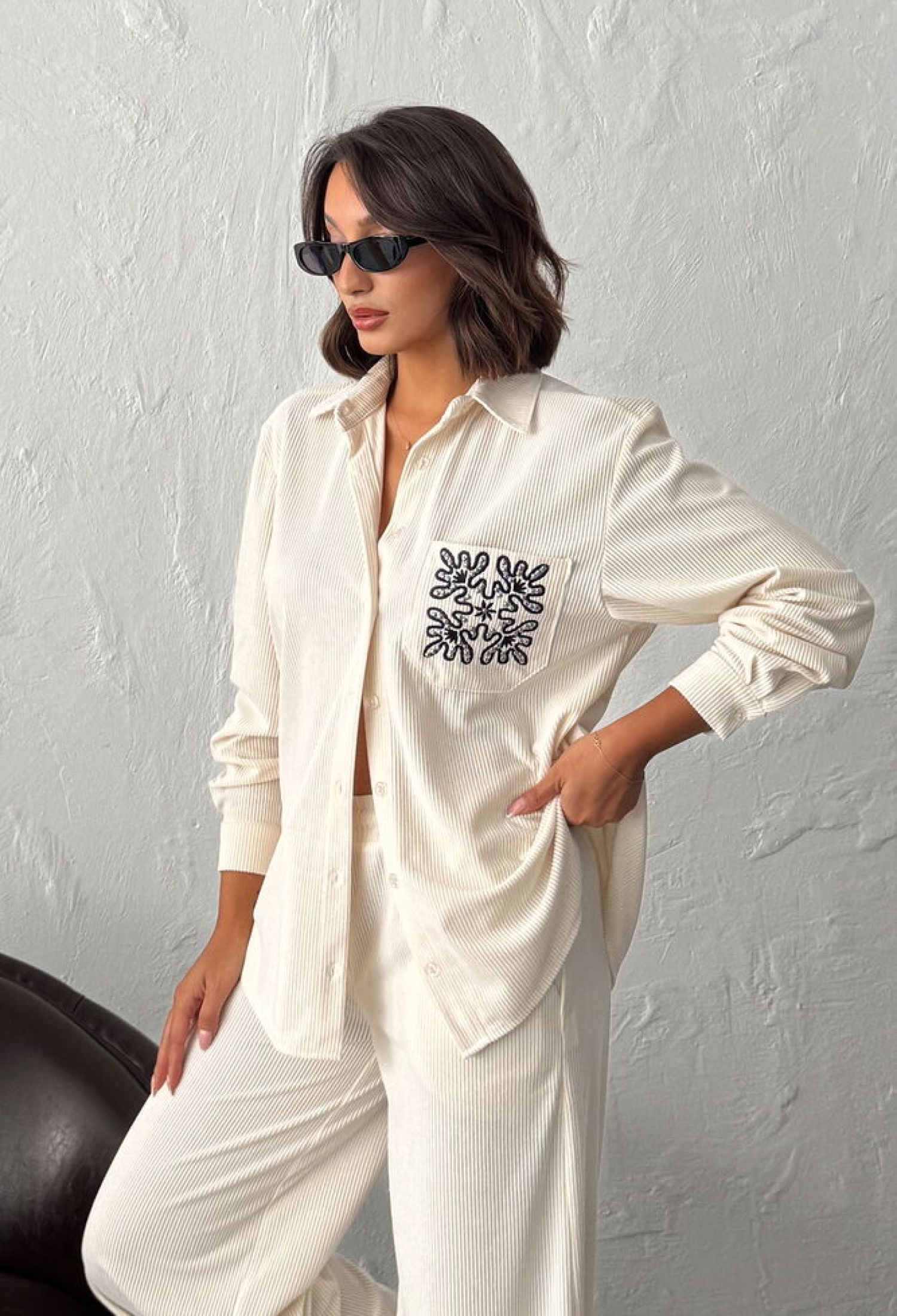 Ecru Shirt – Casual Elegant Buttoned Long Sleeve - Brand: Topshow - Women & Kids, Baby Clothes Wholesale - TheBS Women