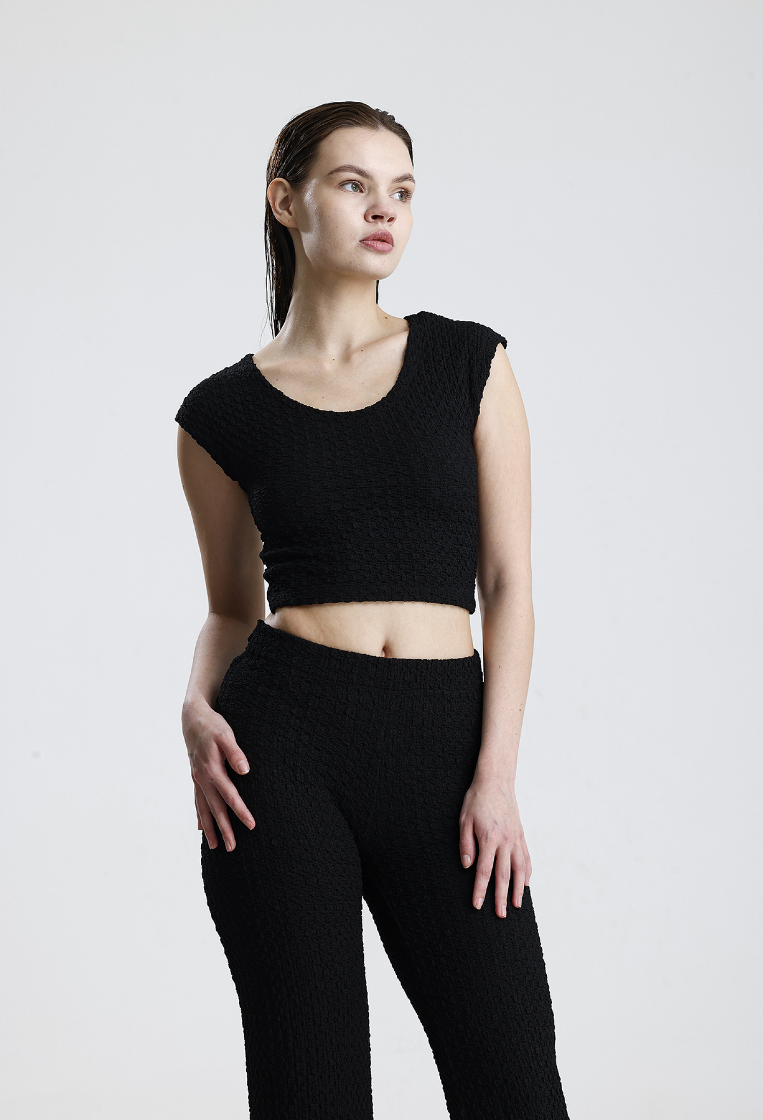 Black Bustier With Cap Sleeves - Fitted Casual Glam - Brand: SENSE - Women & Kids, Baby Clothes Wholesale - TheBS Women