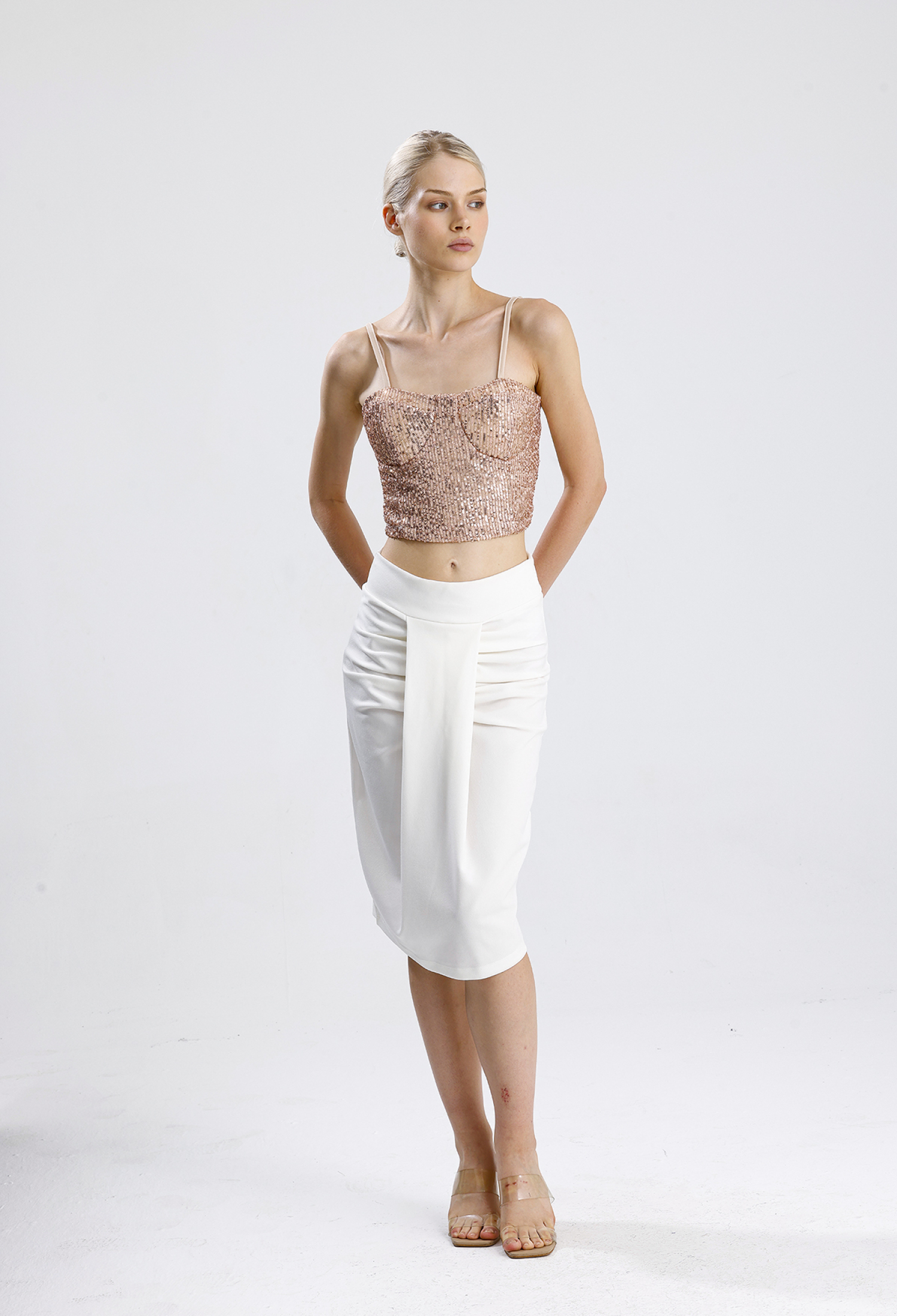 White Elegant Glam Formal Sexy Pencil Midi Skirt - Brand: SENSE - Women & Kids, Baby Clothes Wholesale - TheBS Women