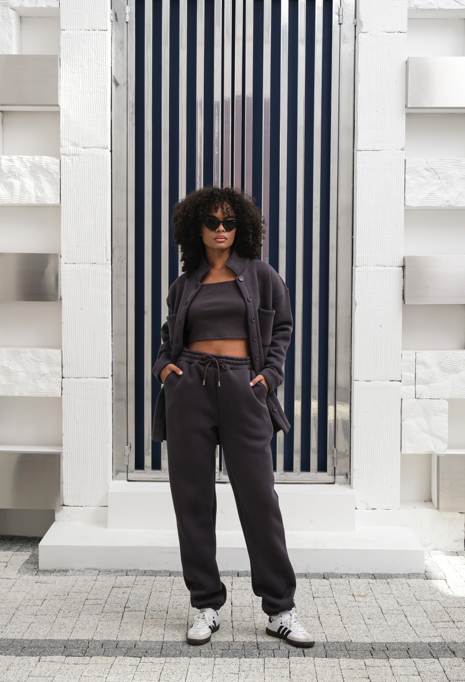 Black Tracksuit With Buttoned Closure & Slant Pockets - Brand: Ouz Fashion - Women & Kids, Baby Clothes Wholesale - TheBS Women