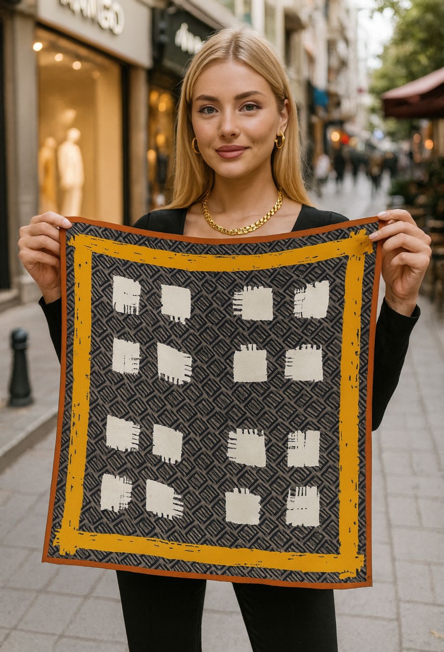 Yellow Elegant Vintage Checkered Shawl - Brand: Axesoire - Women & Kids, Baby Clothes Wholesale - TheBS Women