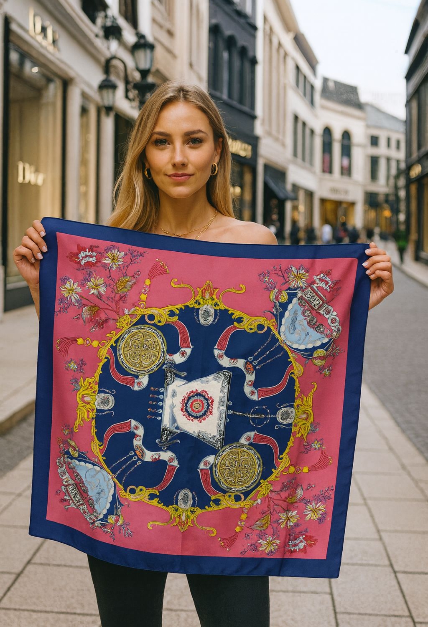 Pink Ethnic Elegant Floral Shawl - Brand: Axesoire - Women & Kids, Baby Clothes Wholesale - TheBS Women