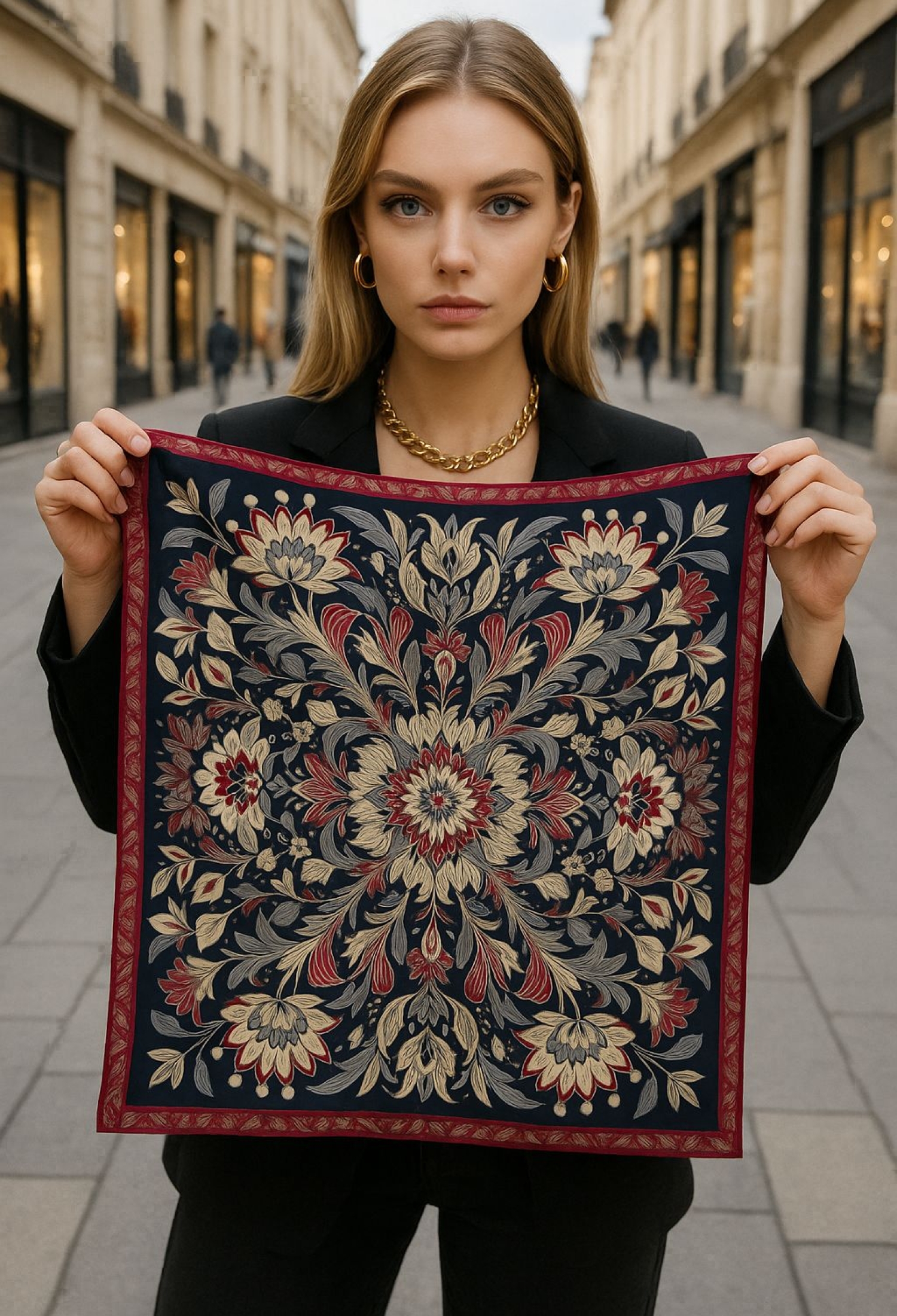 Navy Blue Elegant Floral Shawl - Brand: Axesoire - Women & Kids, Baby Clothes Wholesale - TheBS Women