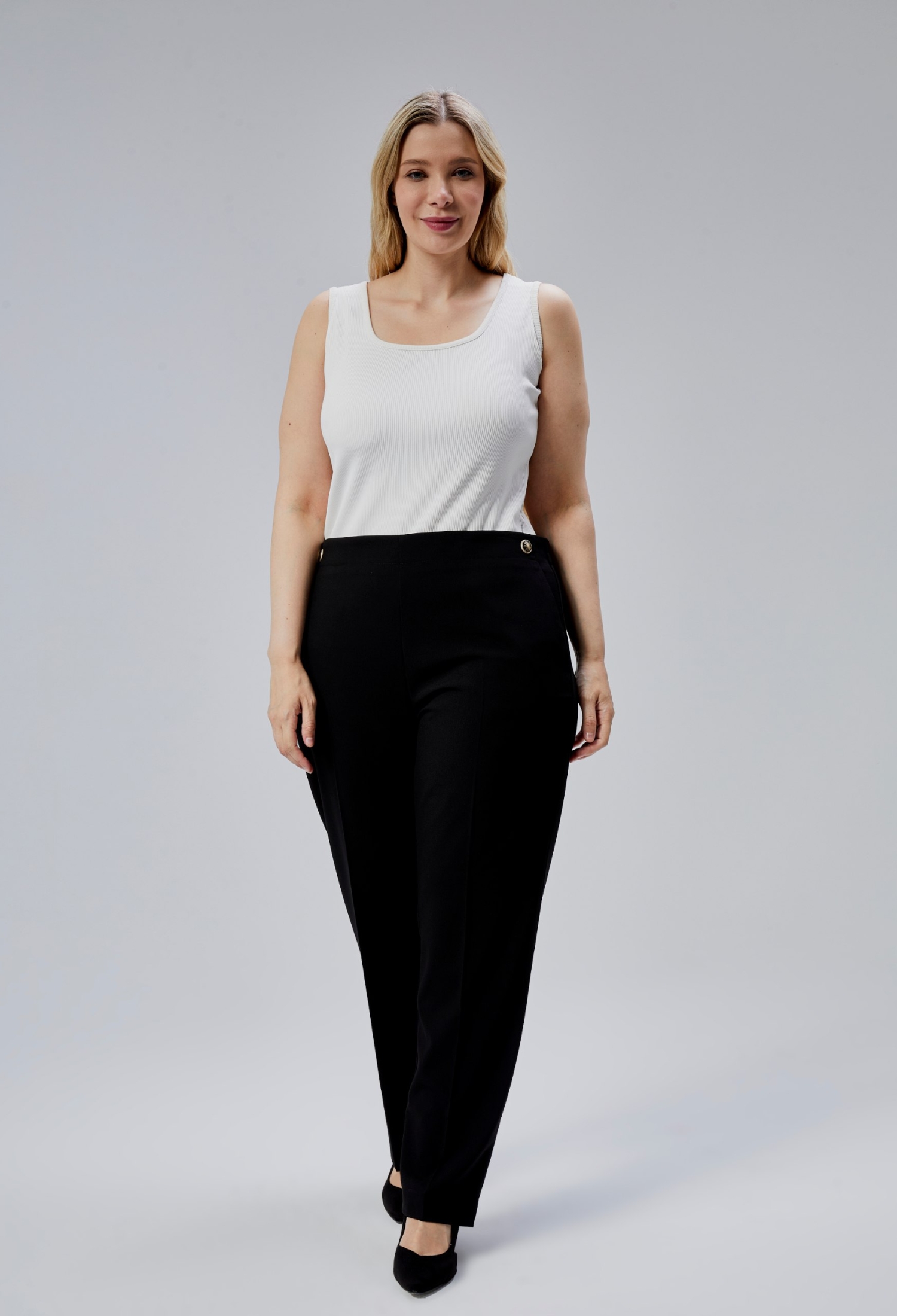 Decorative Buttoned Back Waist Elastic Plus Size Pants - Brand: Ouz Fashion - Women & Kids, Baby Clothes Wholesale - TheBS Women