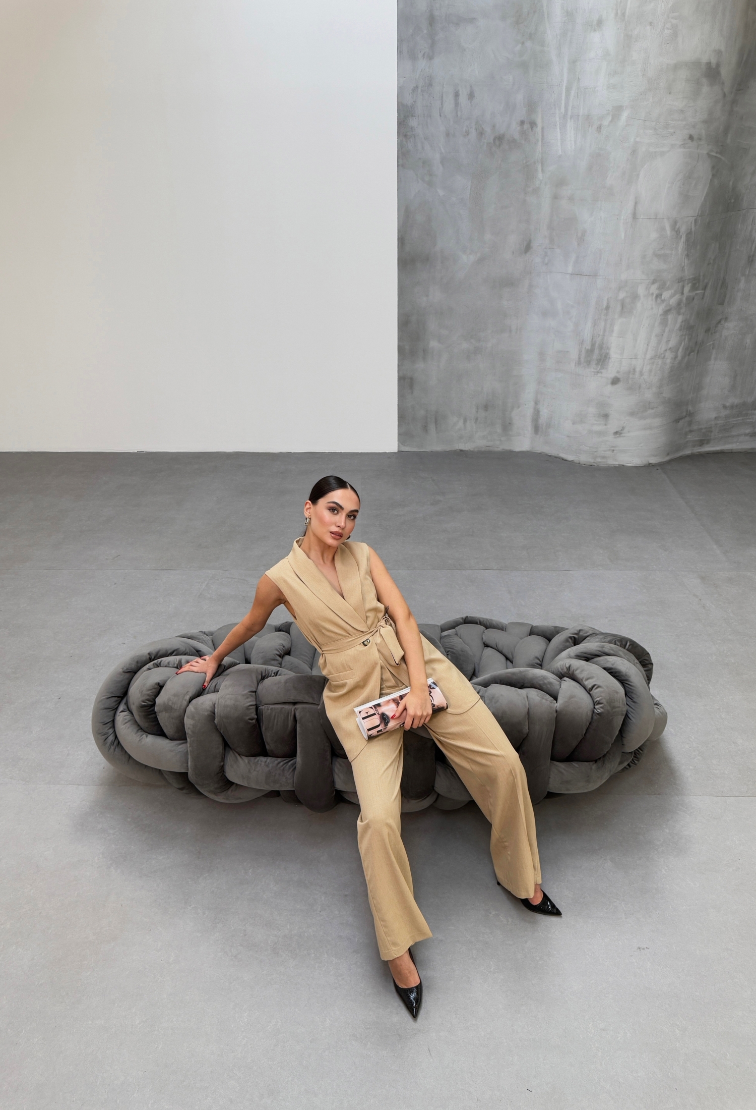 Vest Trousers Double Set - Biscuit - Brand: Ouz Fashion - Women & Kids, Baby Clothes Wholesale - TheBS Women