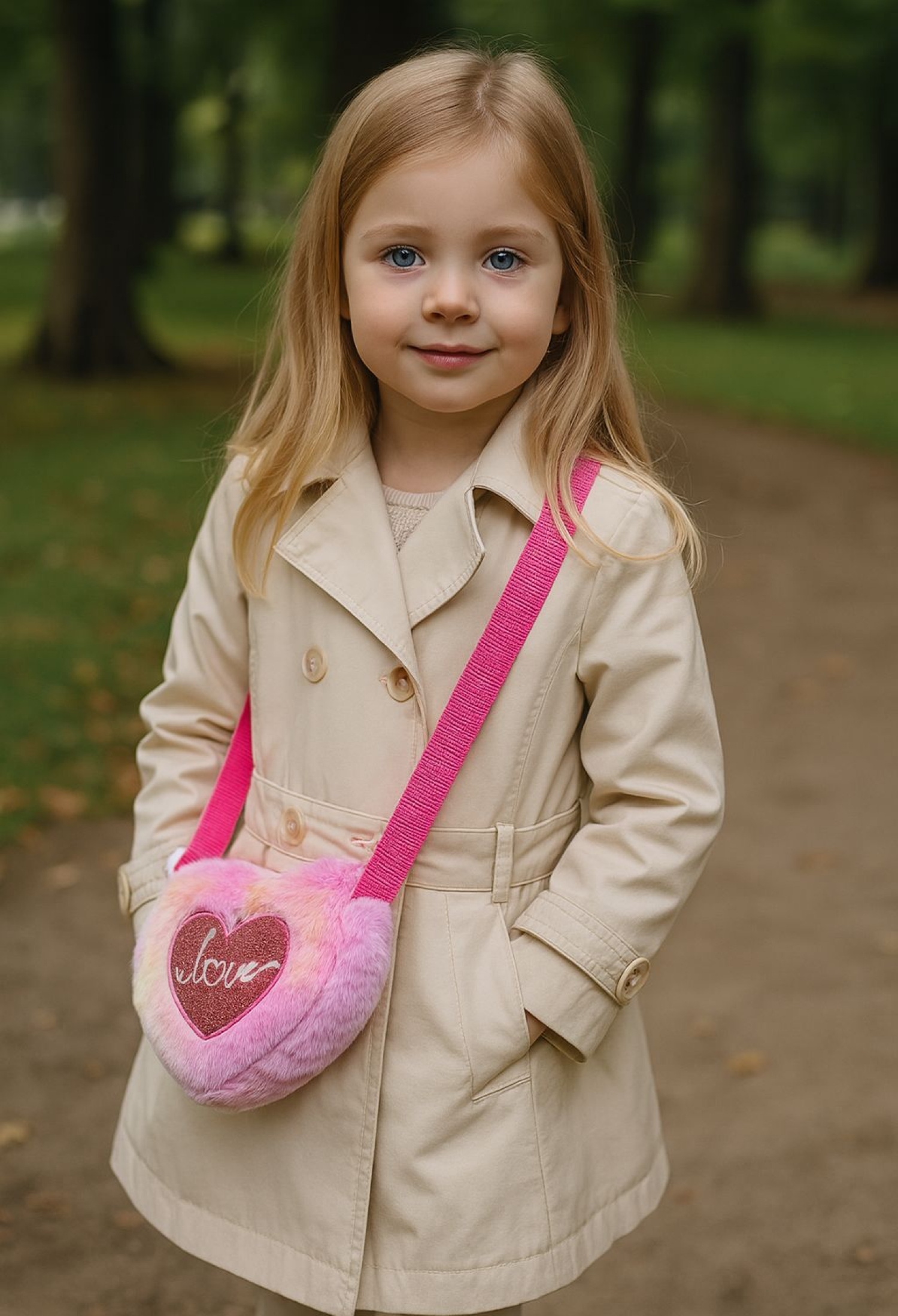 Love Emblem Heart Pattern Plush Kids Bag 19x15 Cm - Brand: Axesoire - Women & Kids, Baby Clothes Wholesale - TheBS Women
