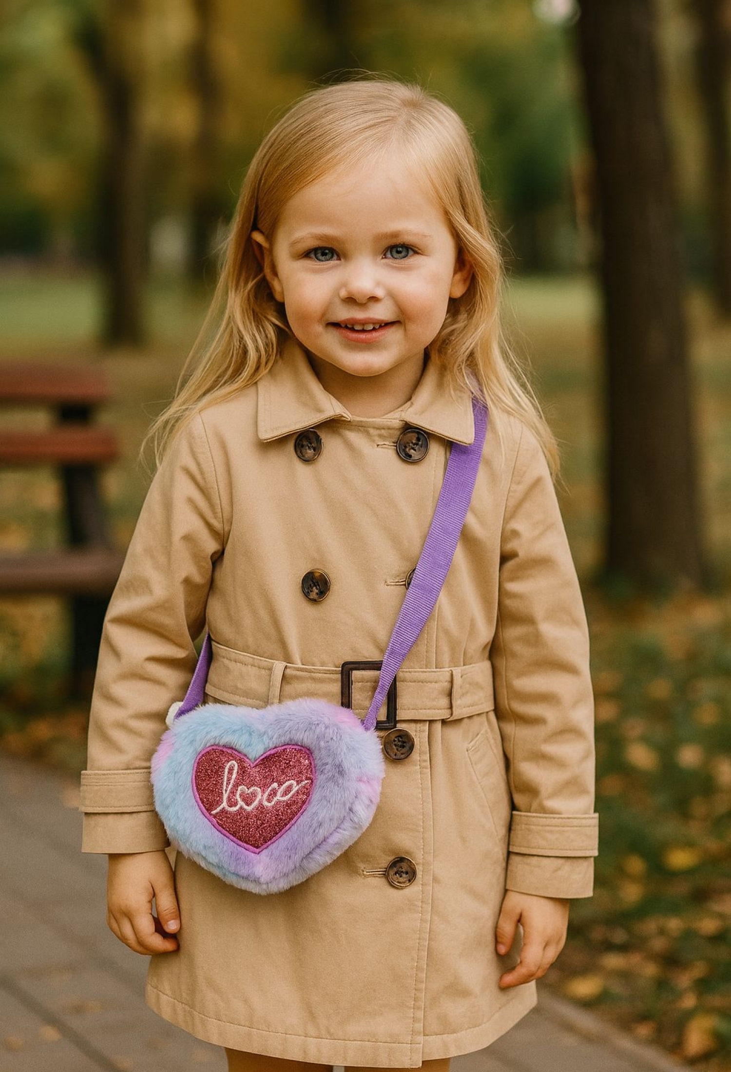 Love Emblem Heart Pattern Plush Kids Bag 19x15 Cm - Brand: Axesoire - Women & Kids, Baby Clothes Wholesale - TheBS Women