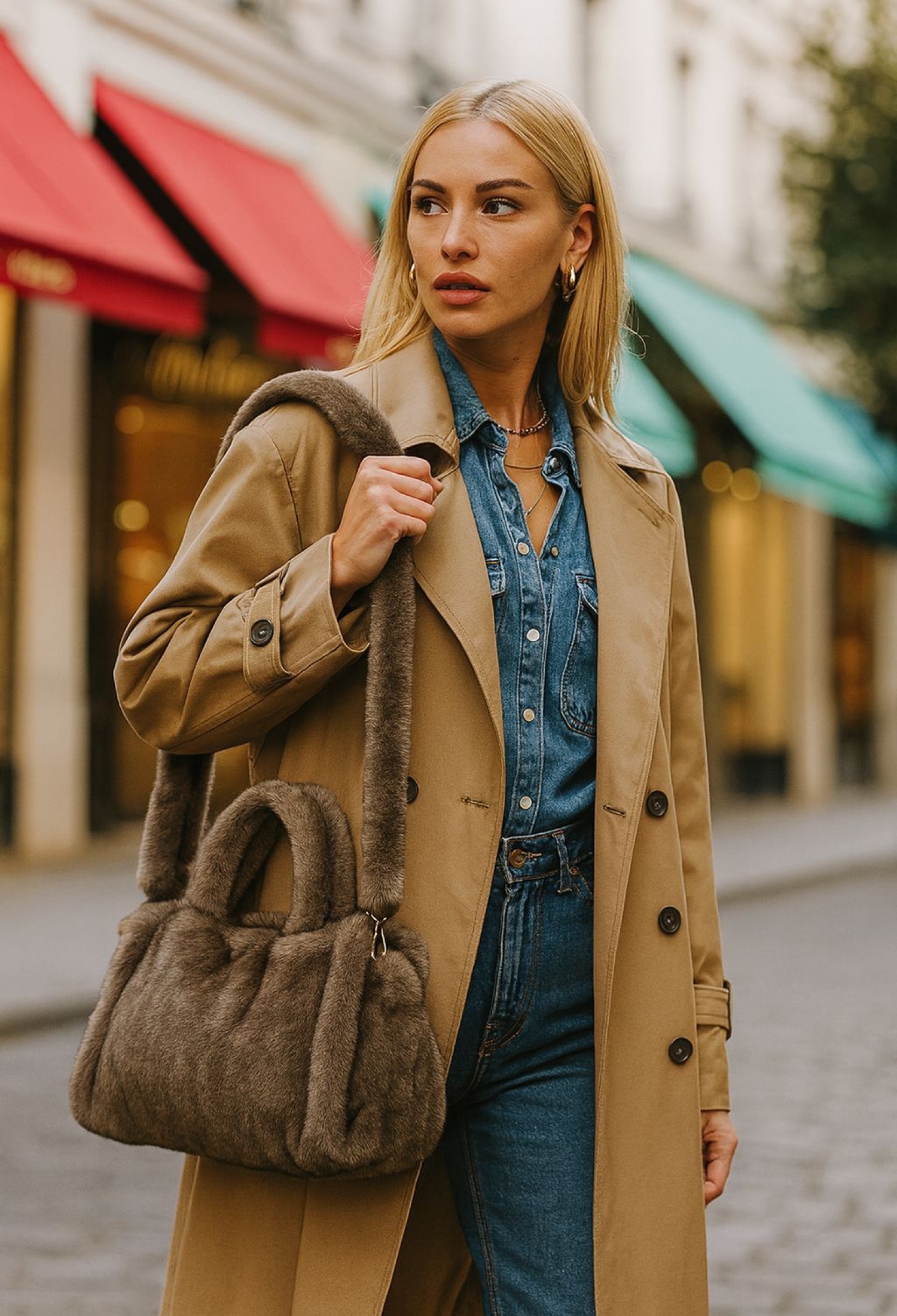 Plush Hand And Shoulder Bag 28x23x11 Cm - Brand: Axesoire - Women & Kids, Baby Clothes Wholesale - TheBS Women