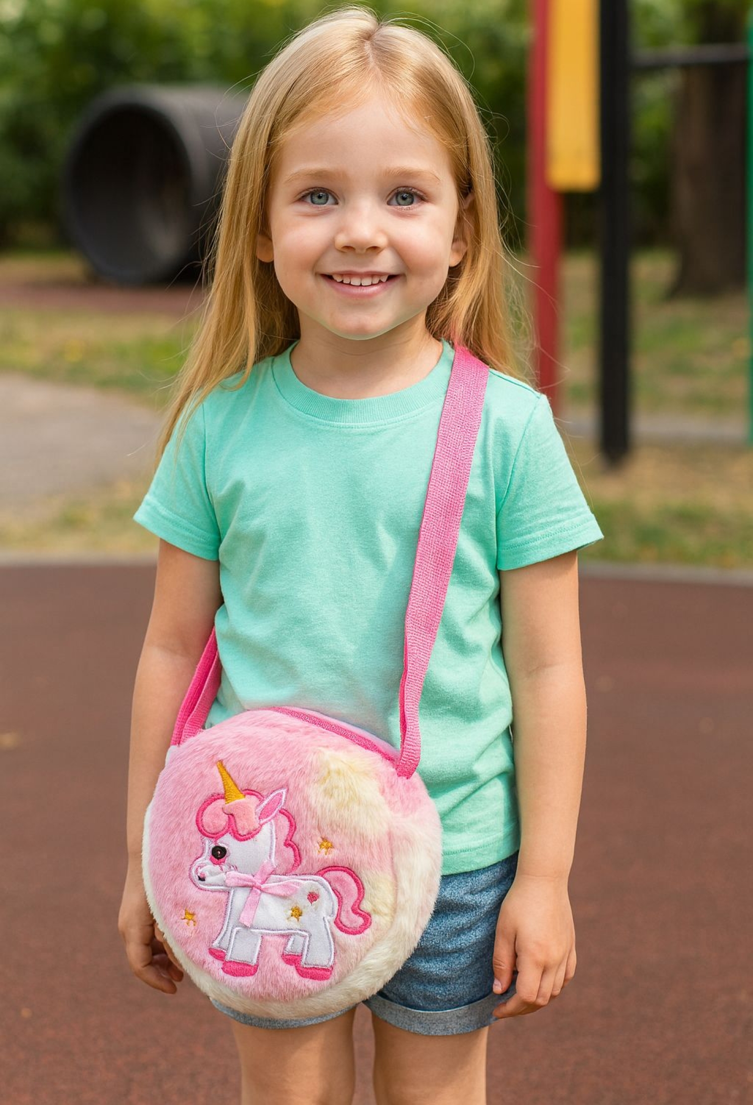 Uni Corn Heart Pattern Plush Kids Bag 19x15 Cm - Brand: Axesoire - Women & Kids, Baby Clothes Wholesale - TheBS Women