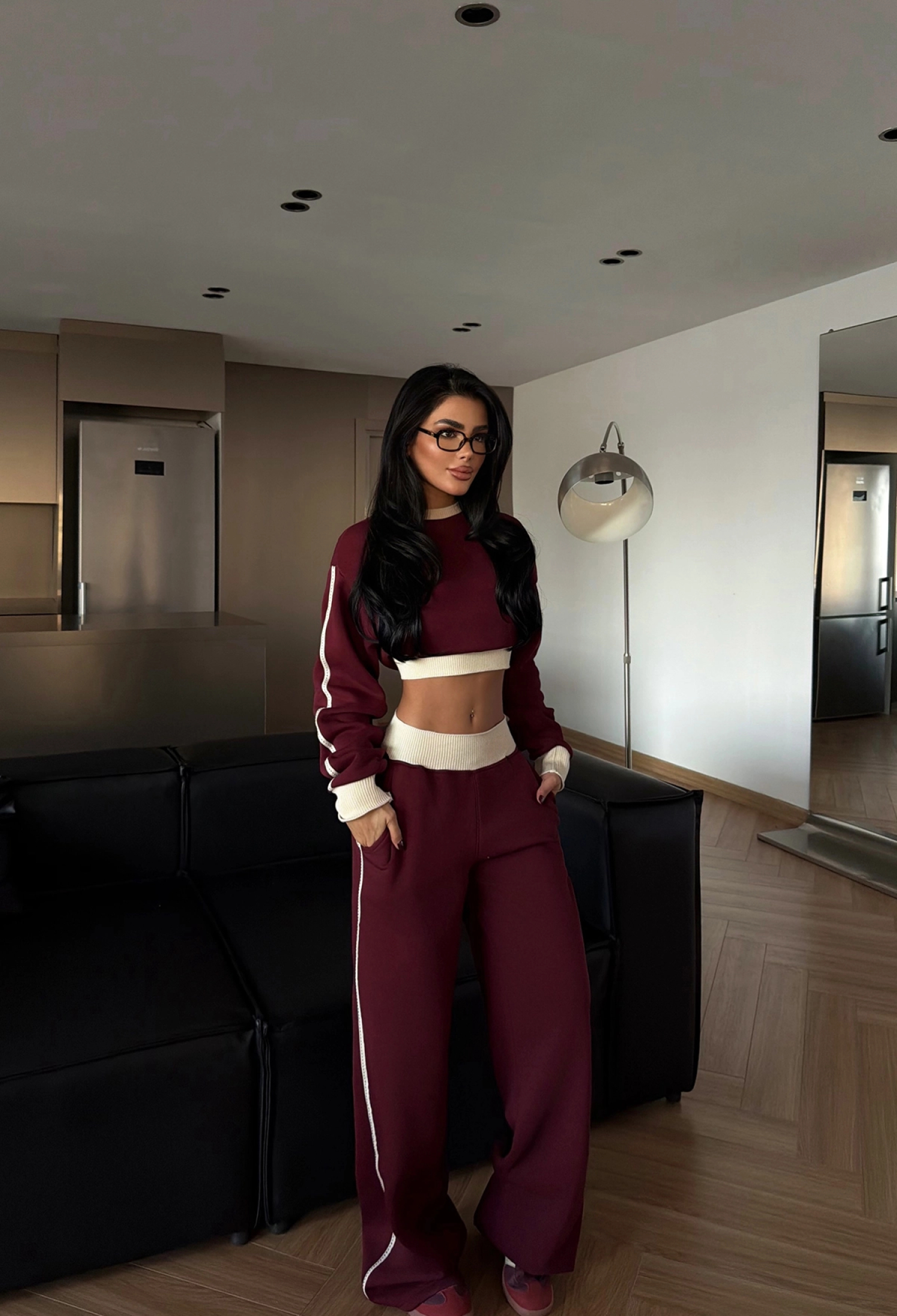 ClaretStriped Casual Streetwear Set - Brand: EYYO ATELIER - Women & Kids, Baby Clothes Wholesale - TheBS Women