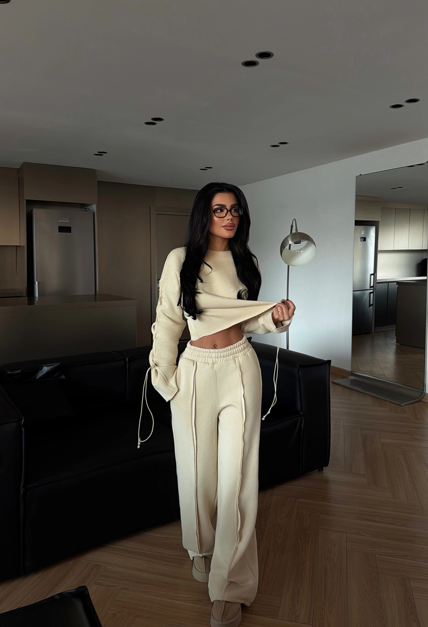 Beige Casual Sport Set With Jogger Pants - Brand: EYYO ATELIER - Women & Kids, Baby Clothes Wholesale - TheBS Women