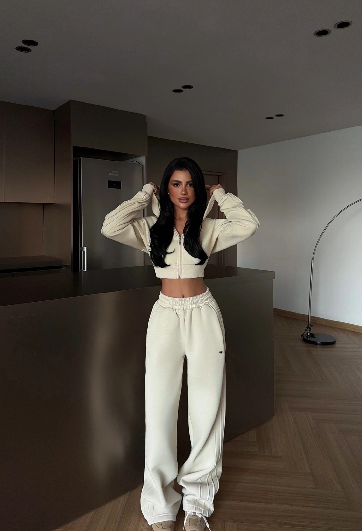 Beige Tracksuit With Striped Design And Oversized Fit - Brand: EYYO ATELIER - Women & Kids, Baby Clothes Wholesale - TheBS Women