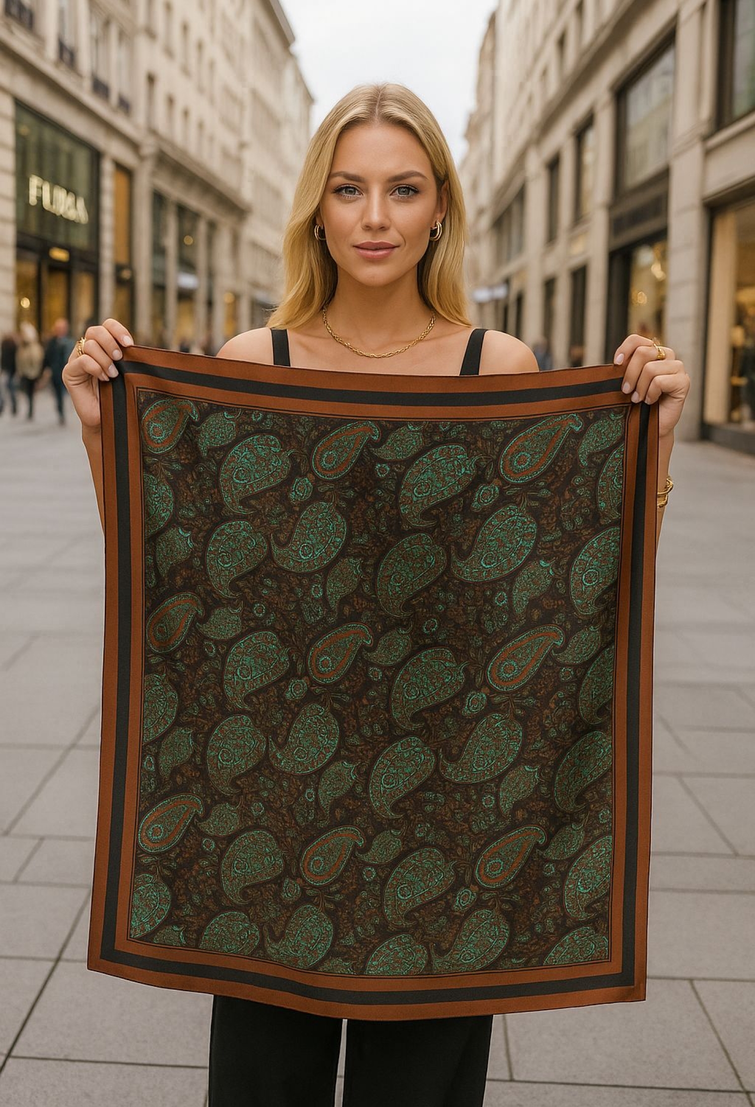 Brown Boho Shawl With Paisley & Floral Patterns - Brand: Axesoire - Women & Kids, Baby Clothes Wholesale - TheBS Women