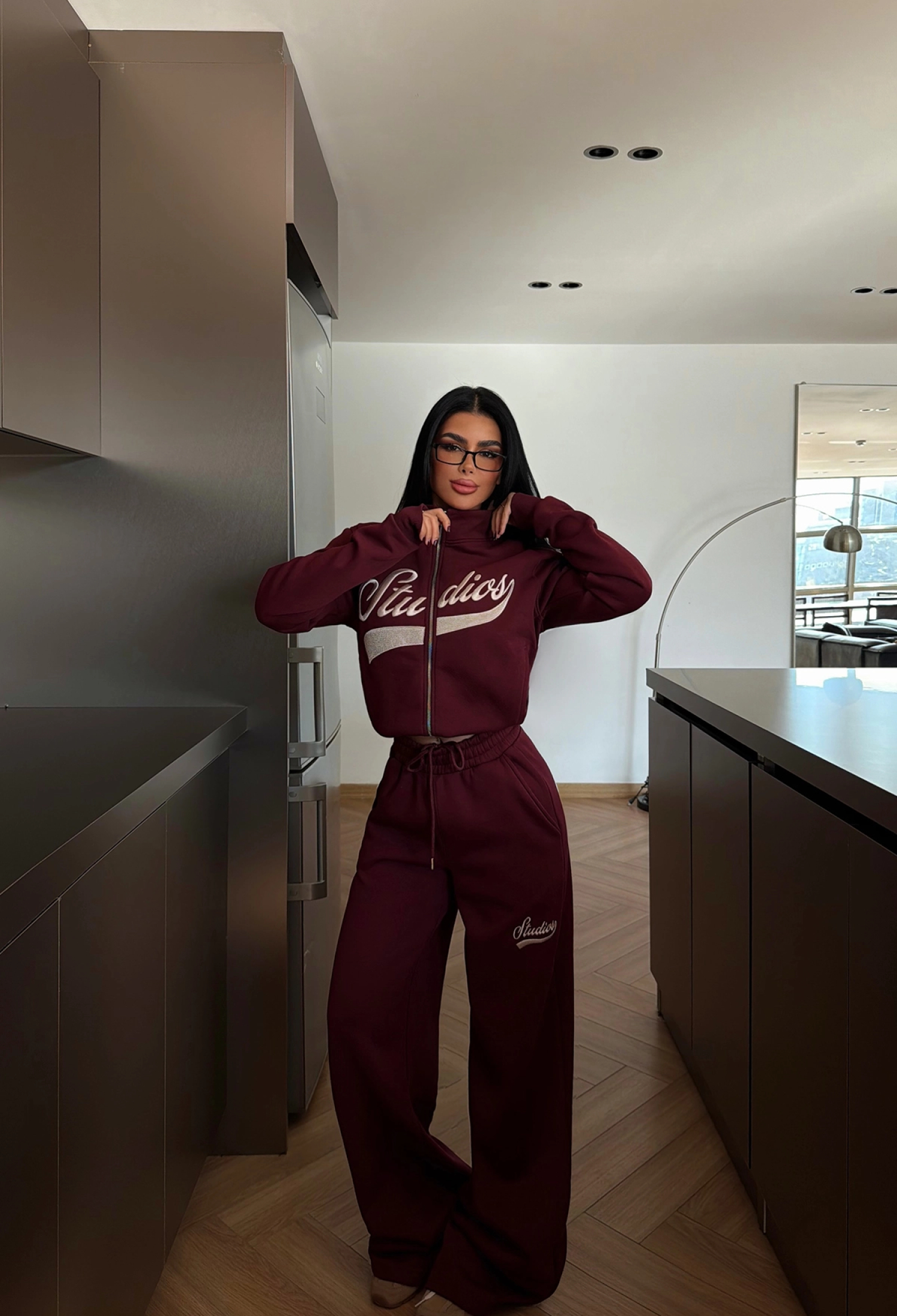 ClaretTracksuit With Letter Print And Palazzo Pants - Brand: EYYO ATELIER - Women & Kids, Baby Clothes Wholesale - TheBS Women
