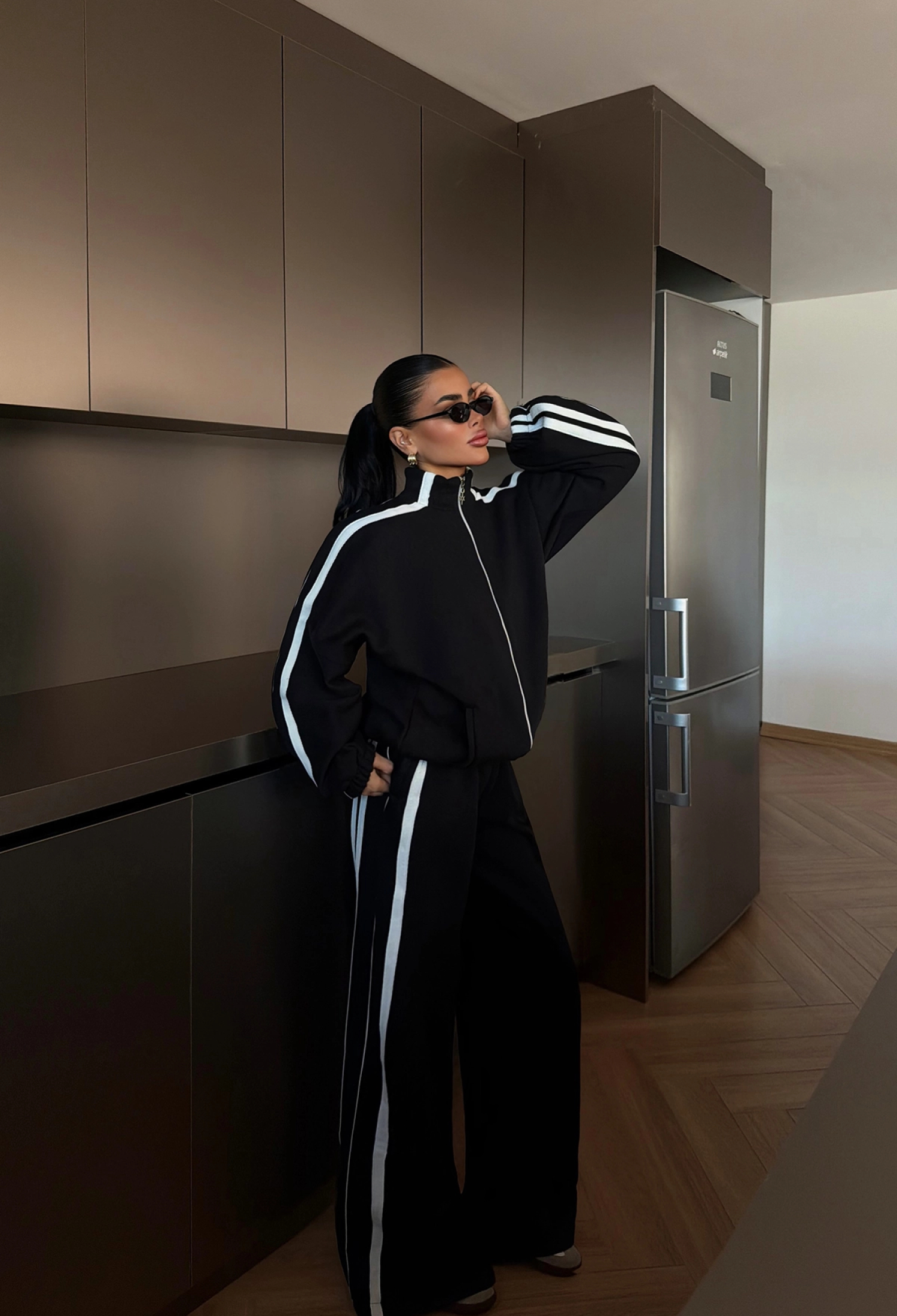 Tracksuit Oversized Fit With Striped Palazzo Pants - Brand: EYYO ATELIER - Women & Kids, Baby Clothes Wholesale - TheBS Women