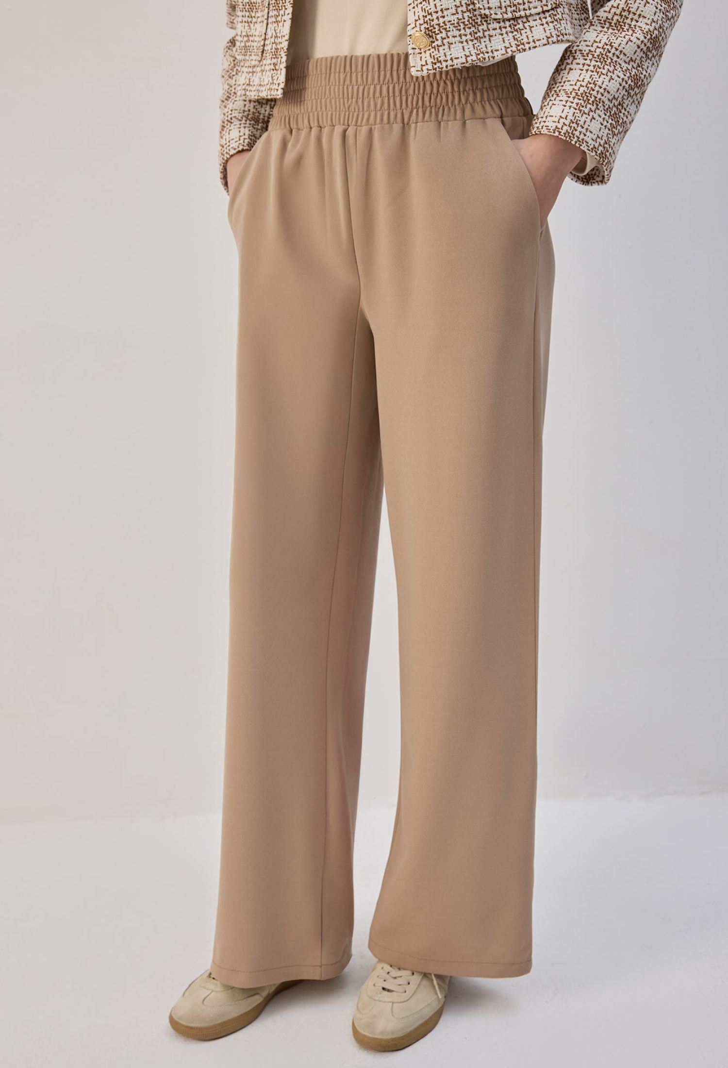 Beige Palazzo Pants High Waist Wide Leg - Brand: Touche Prive - Women & Kids, Baby Clothes Wholesale - TheBS Women