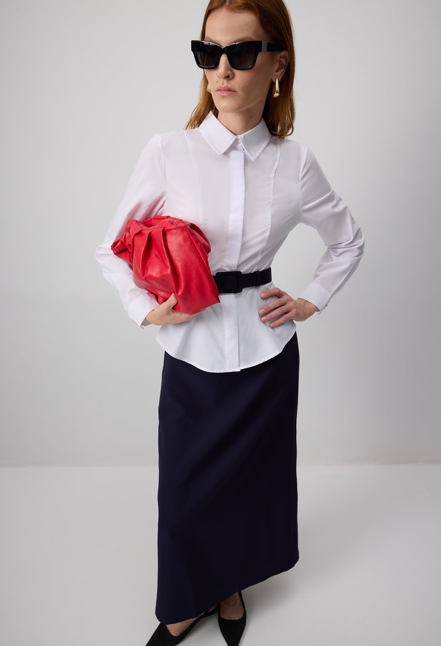 White Formal Elegant Floor Length Shirt Dress - Brand: Touche Prive - Women & Kids, Baby Clothes Wholesale - TheBS Women