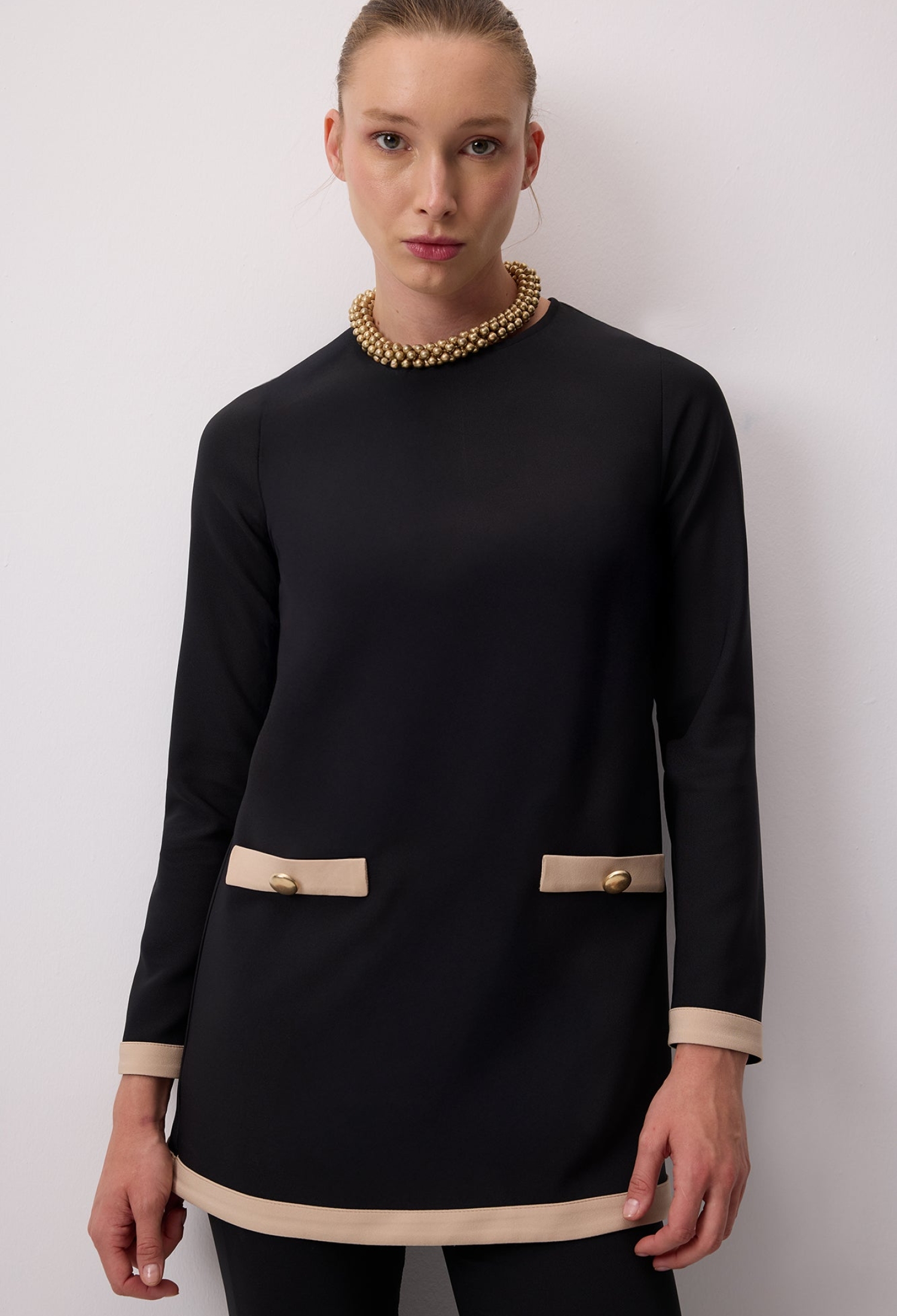 Elegant Black Tunic With Zip Up Closure - Brand: Touche Prive - Women & Kids, Baby Clothes Wholesale - TheBS Women