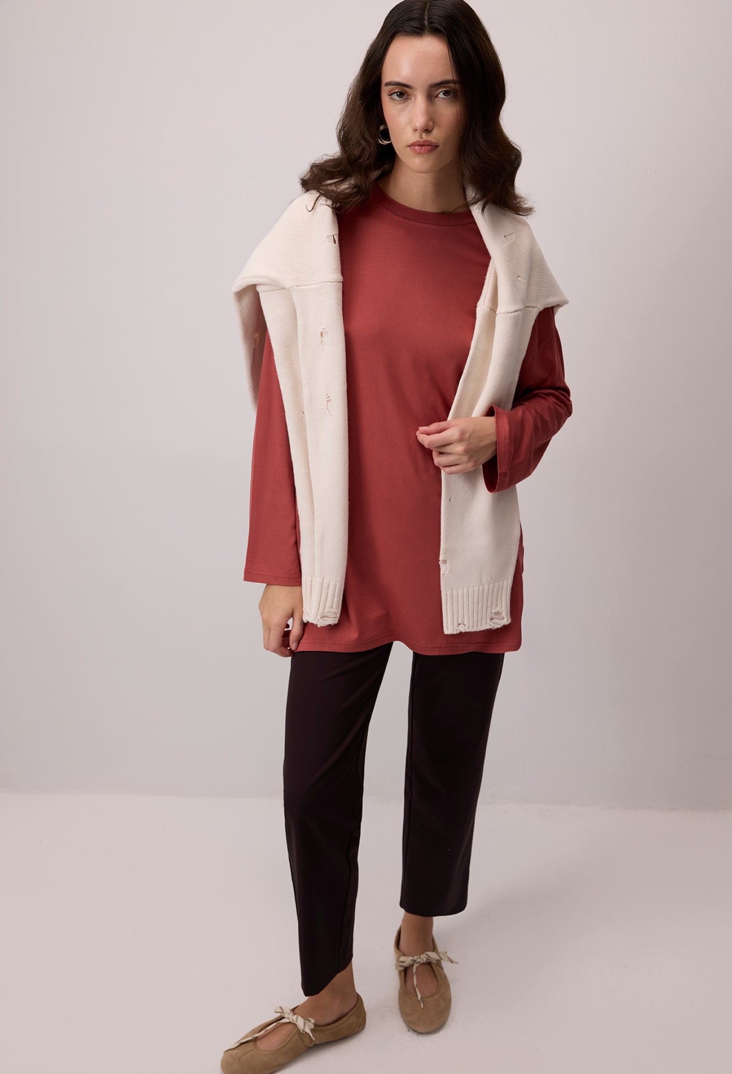 Claret Red Tunic Casual Elegant Modest Style - Brand: Touche Prive - Women & Kids, Baby Clothes Wholesale - TheBS Women