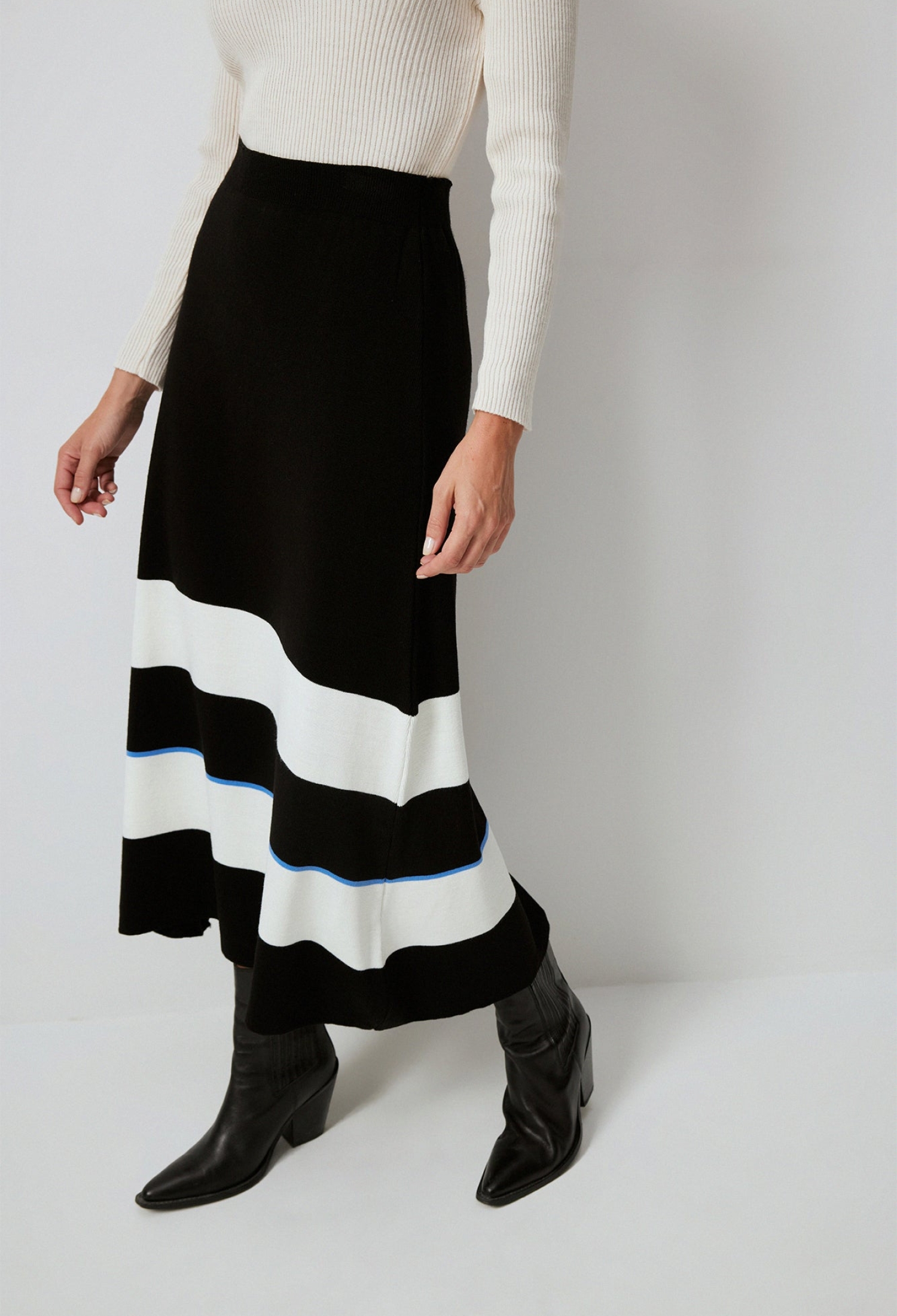 Flared Midi Skirt With Color Block Design - Brand: Touche Prive - Women & Kids, Baby Clothes Wholesale - TheBS Women