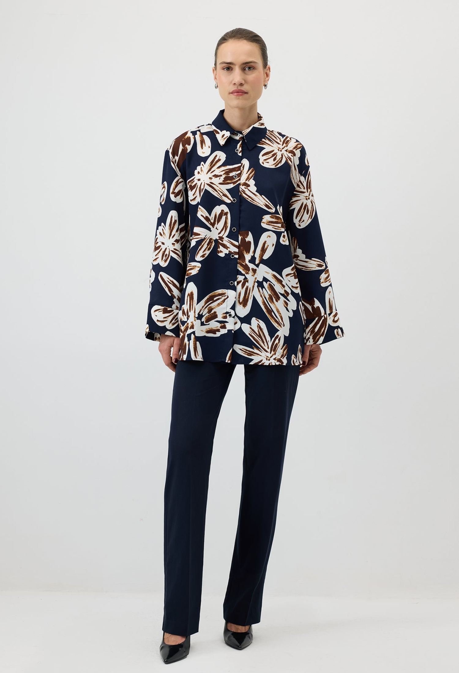 Floral Oversized Fit Polo Neck Shirt - Brand: Touche Prive - Women & Kids, Baby Clothes Wholesale - TheBS Women