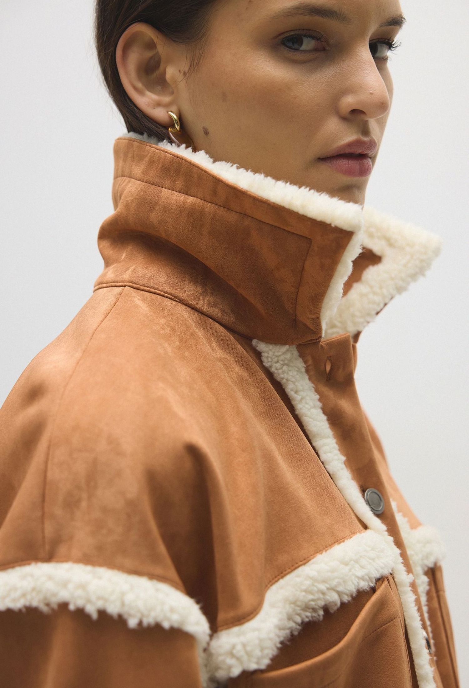 Brown Turtle Neck Buttoned Plain Shirt - Brand: Touche Prive - Women & Kids, Baby Clothes Wholesale - TheBS Women