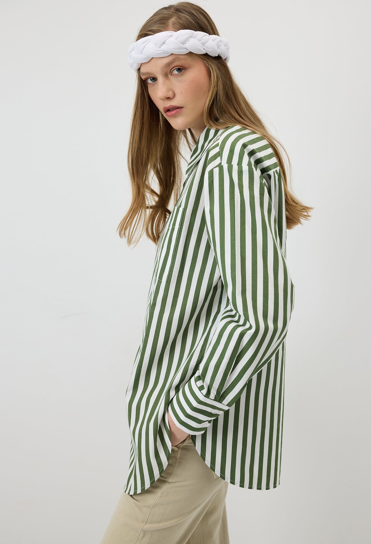 Striped Oversized Casual Polo Neck Shirt - Brand: Touche Prive - Women & Kids, Baby Clothes Wholesale - TheBS Women