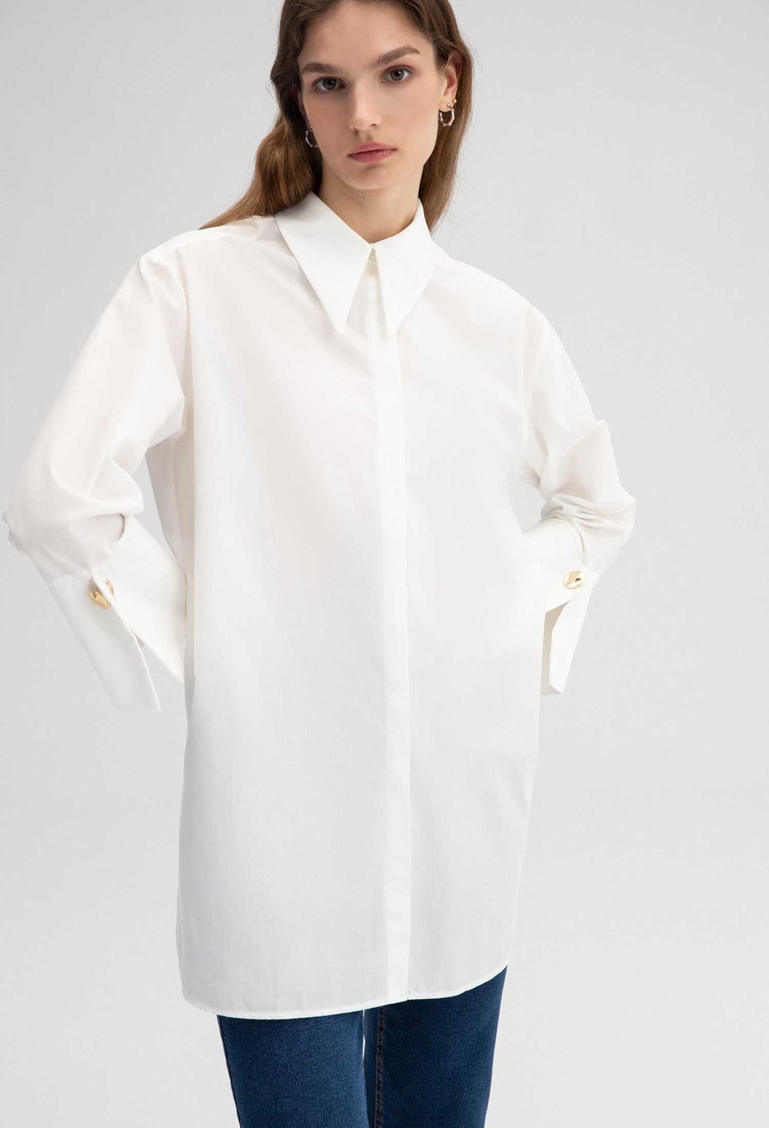 White Oversized Formal Elegant Shirt - Brand: Touche Prive - Women & Kids, Baby Clothes Wholesale - TheBS Women