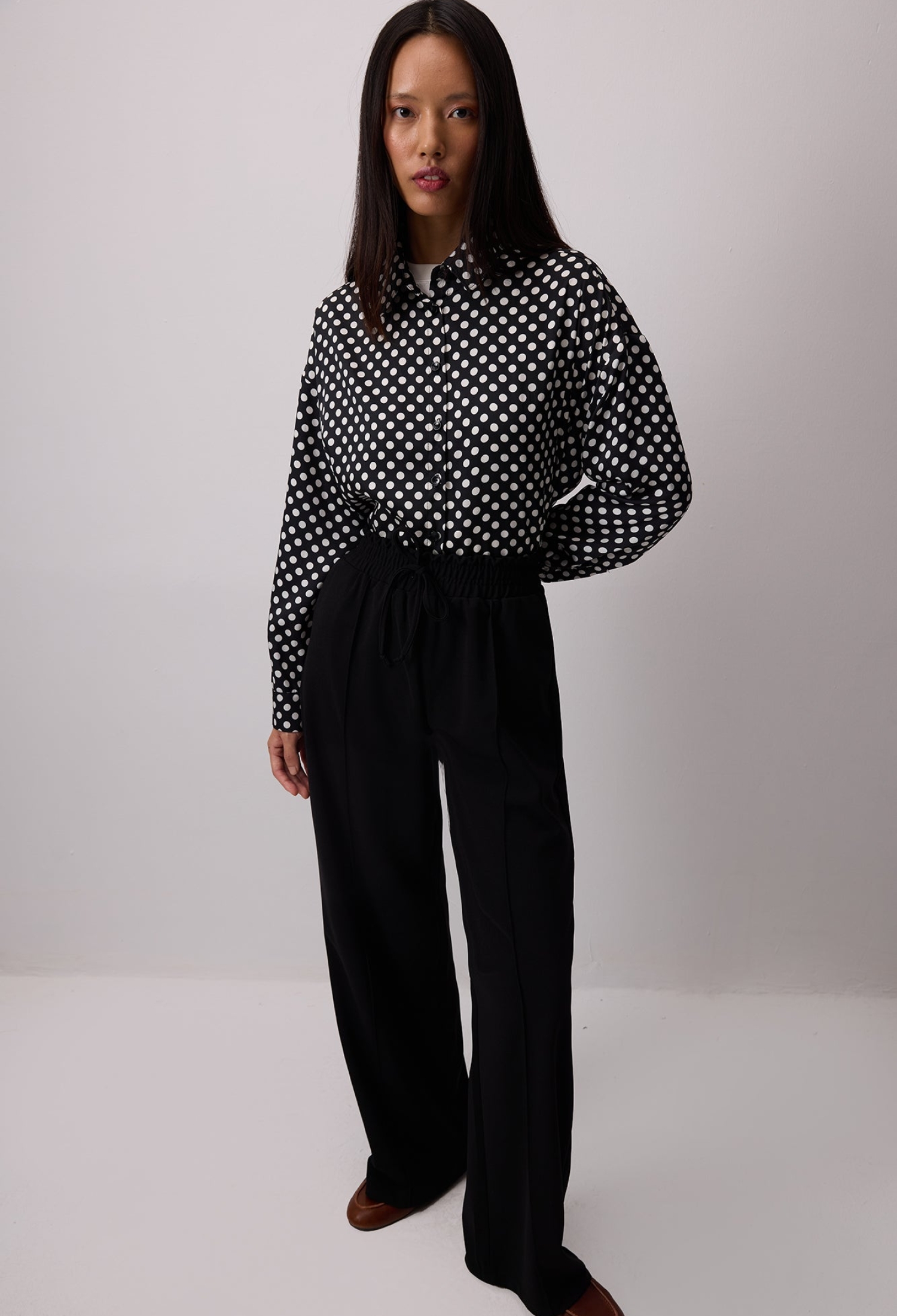 Palazzo Pants With High Waist And Drawstring - Brand: Touche Prive - Women & Kids, Baby Clothes Wholesale - TheBS Women