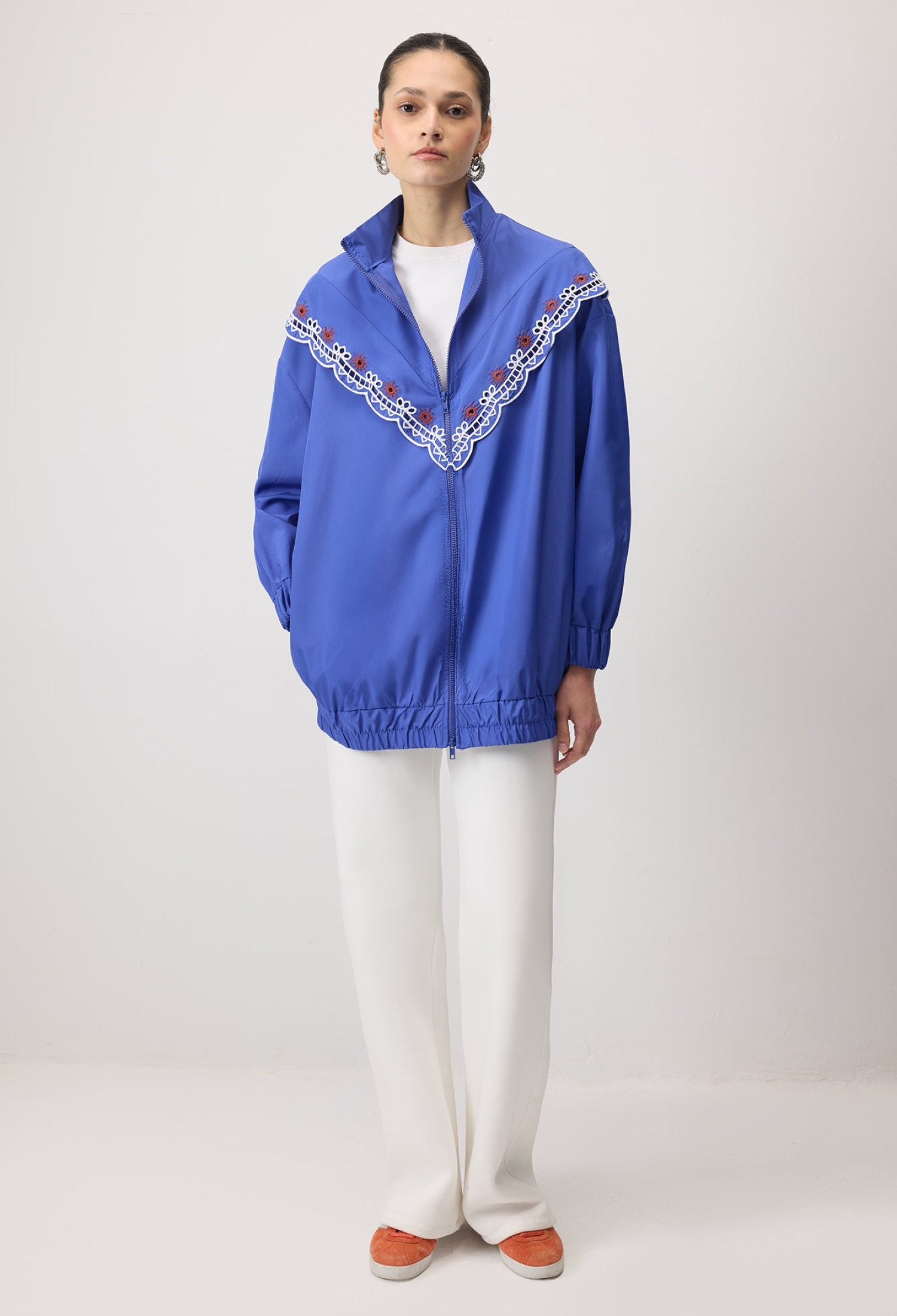 Blue Casual Oversized Zip-Up Raincoat With Hood - Brand: Touche Prive - Women & Kids, Baby Clothes Wholesale - TheBS Women