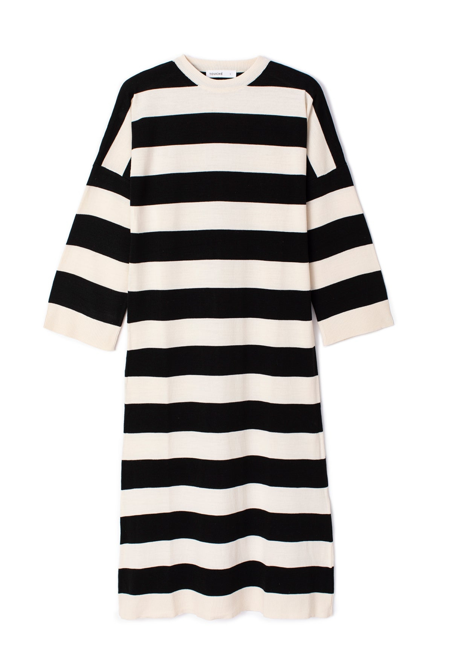 Black Striped Sweater Dress With 3/4 Sleeves - Brand: Touche Prive - Women & Kids, Baby Clothes Wholesale - TheBS Women