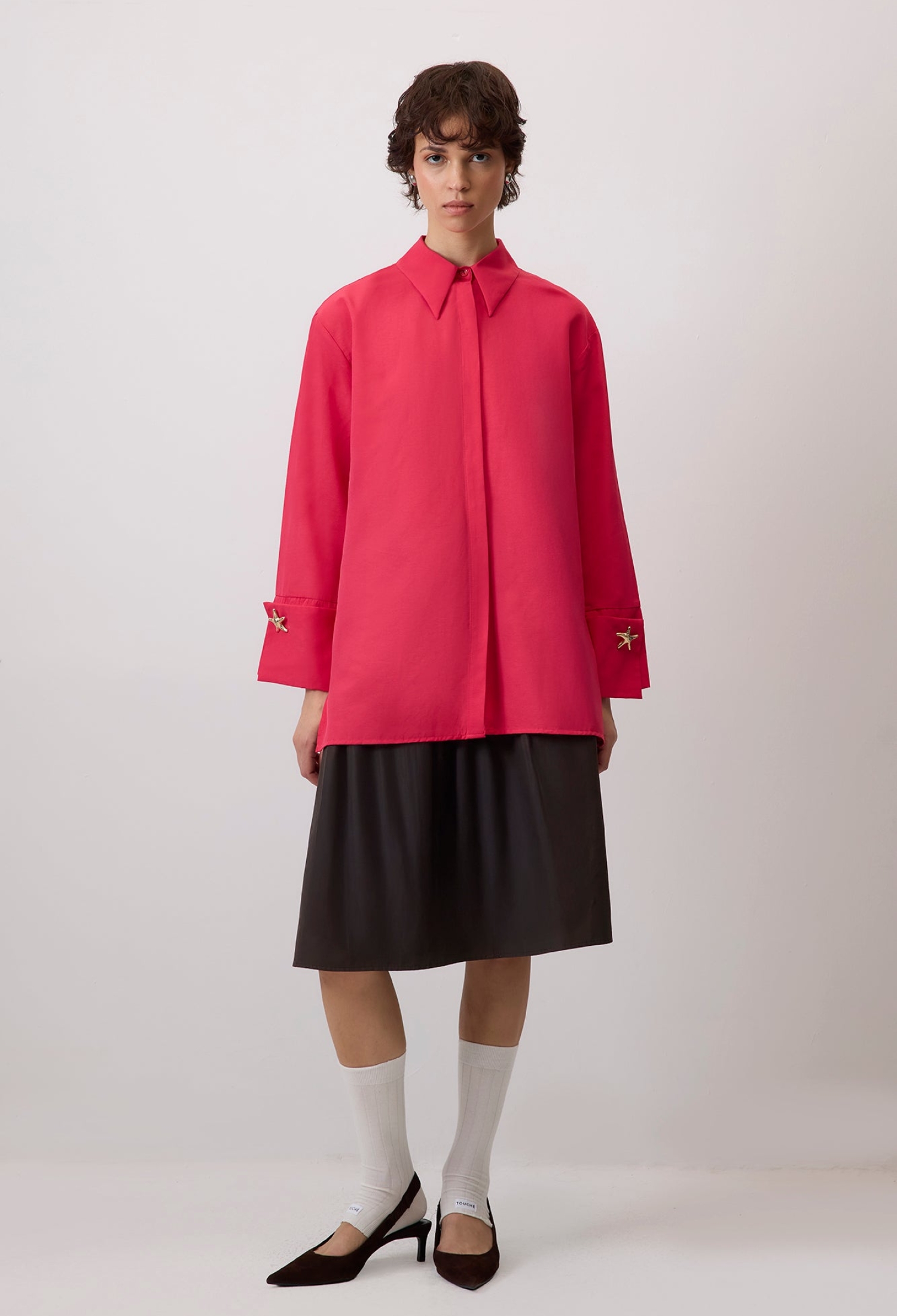 Red Casual Elegant Formal Shirt - Brand: Touche Prive - Women & Kids, Baby Clothes Wholesale - TheBS Women