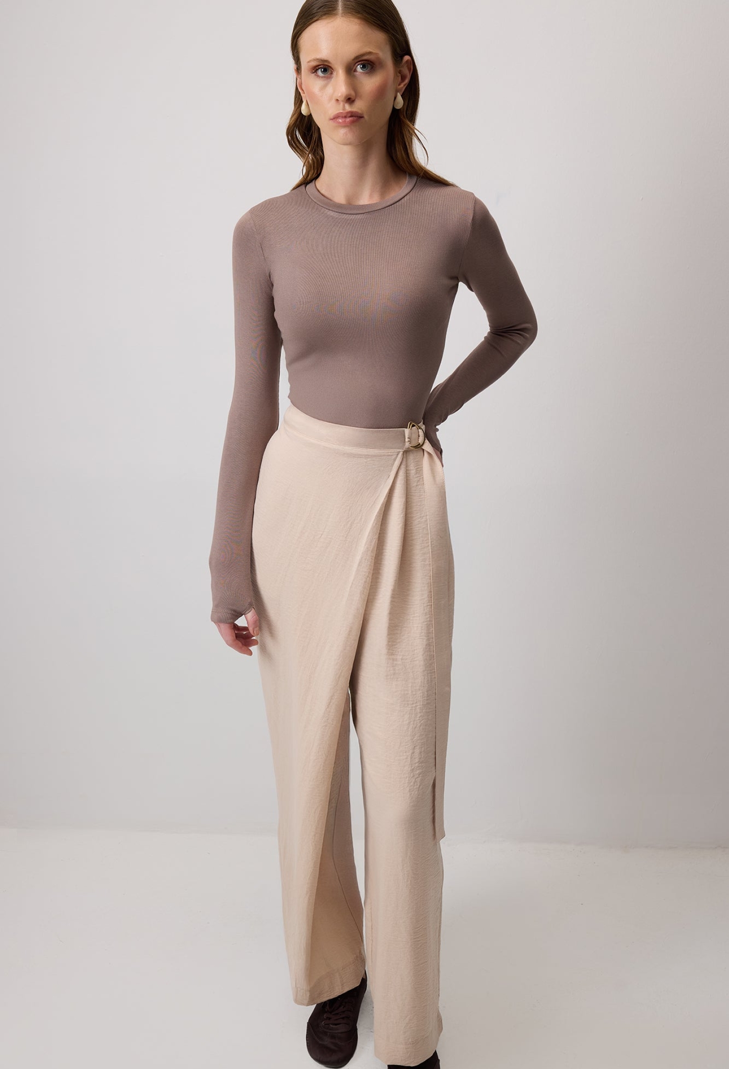 Elegant Beige Bodysuit With Long Straight Sleeves - Brand: Touche Prive - Women & Kids, Baby Clothes Wholesale - TheBS Women