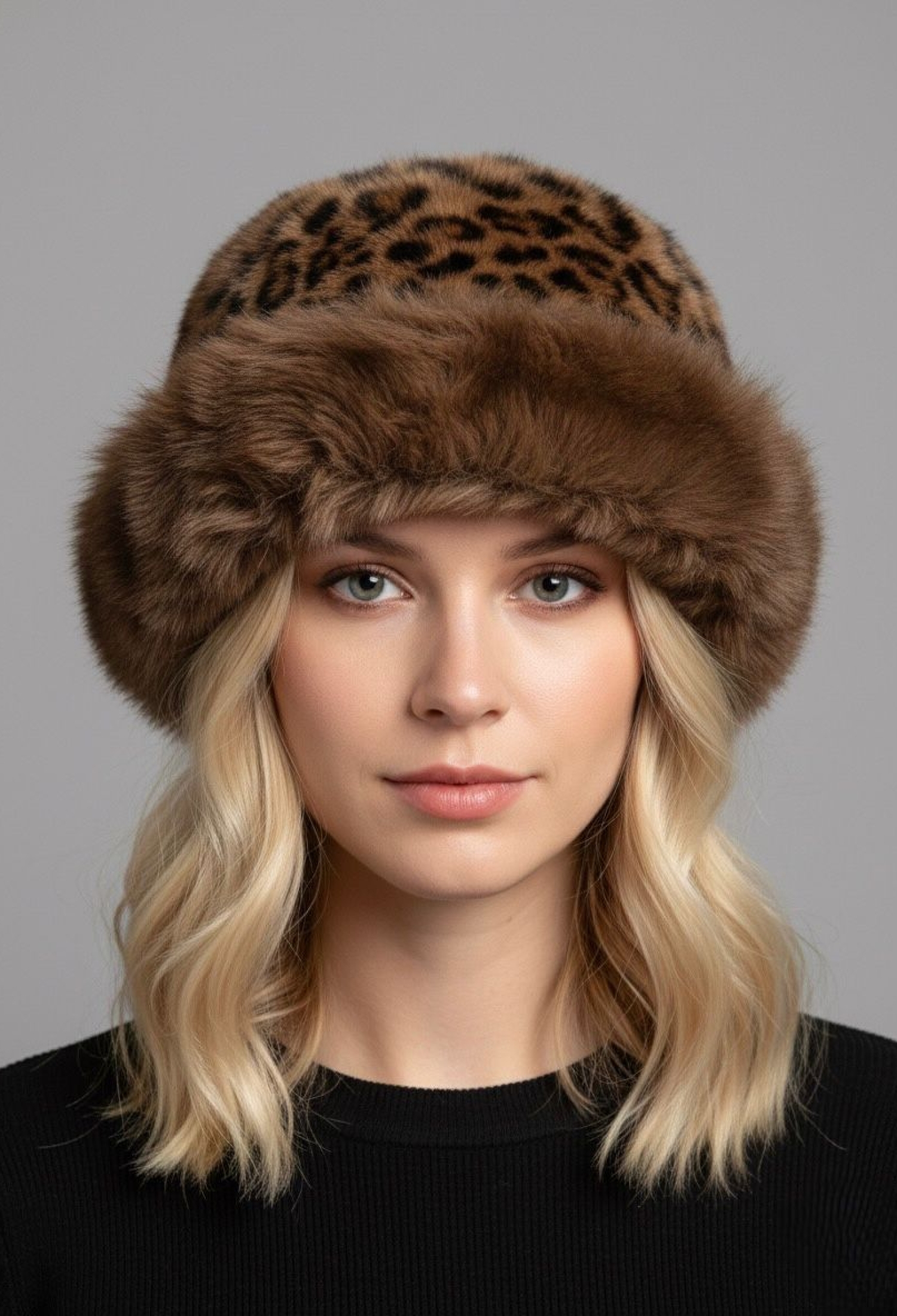 Brown Elegant Hat With Leopard Print For Winter - Brand: Axesoire - Women & Kids, Baby Clothes Wholesale - TheBS Women